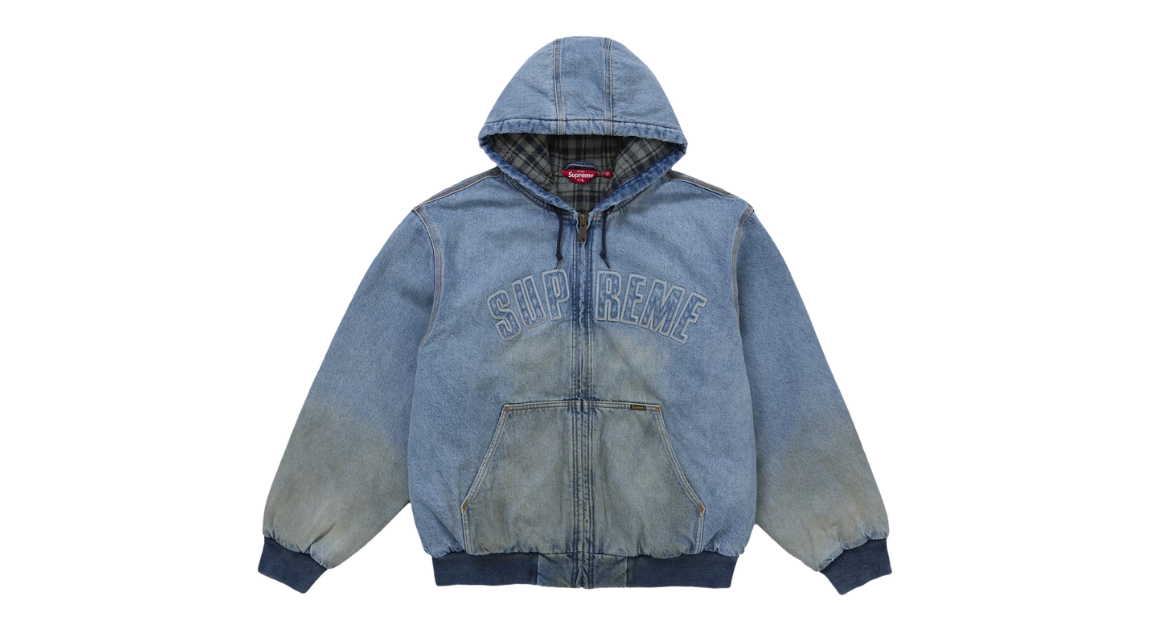 Supreme Reflective Arc Hooded Work Jacket Denim (P)