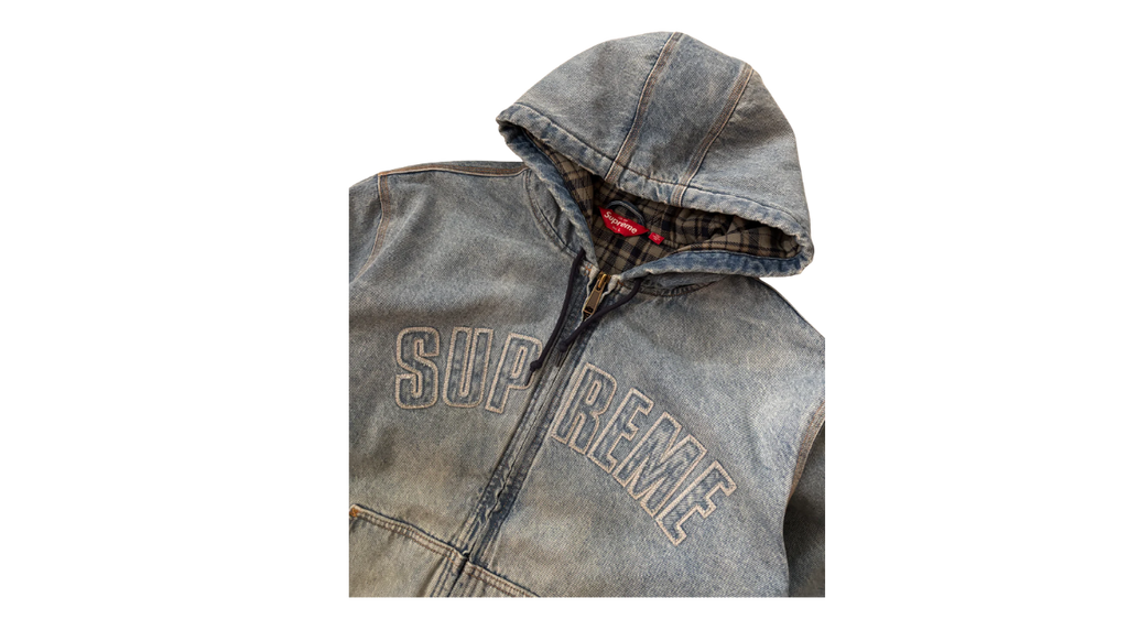 Supreme Reflective Arc Hooded Work Jacket Denim (P)