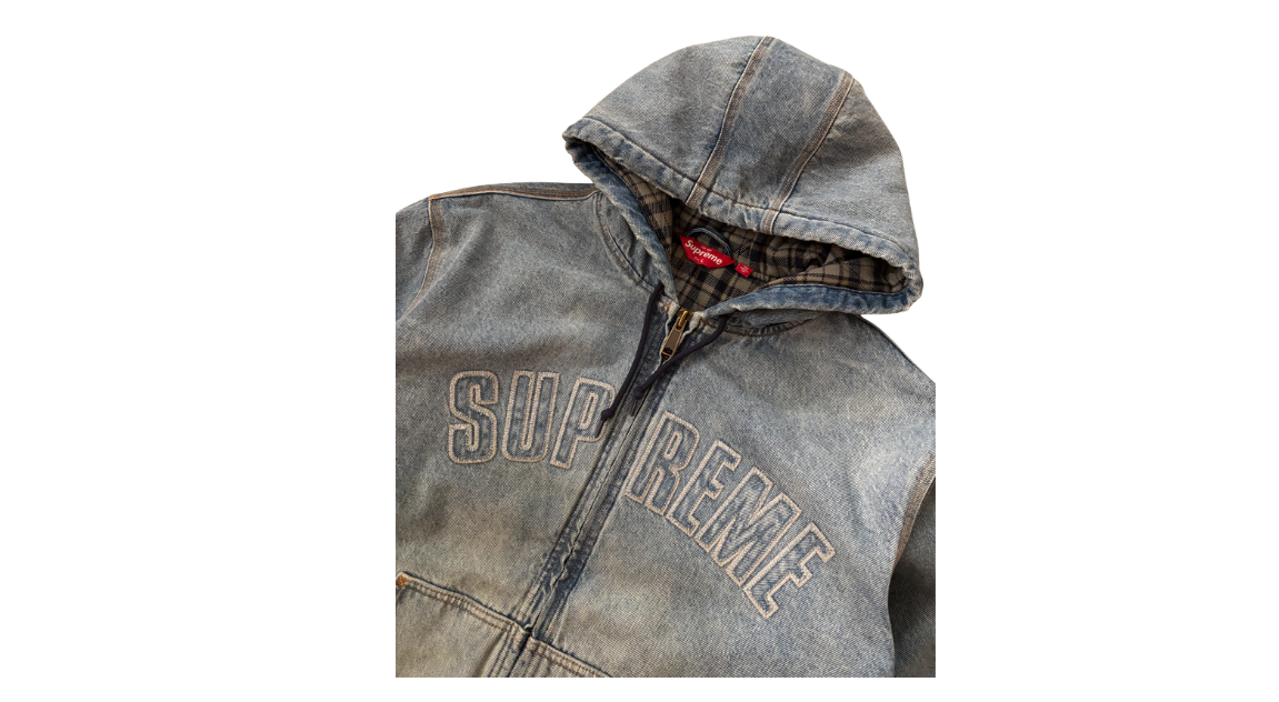 Supreme Reflective Arc Hooded Work Jacket Denim (P)