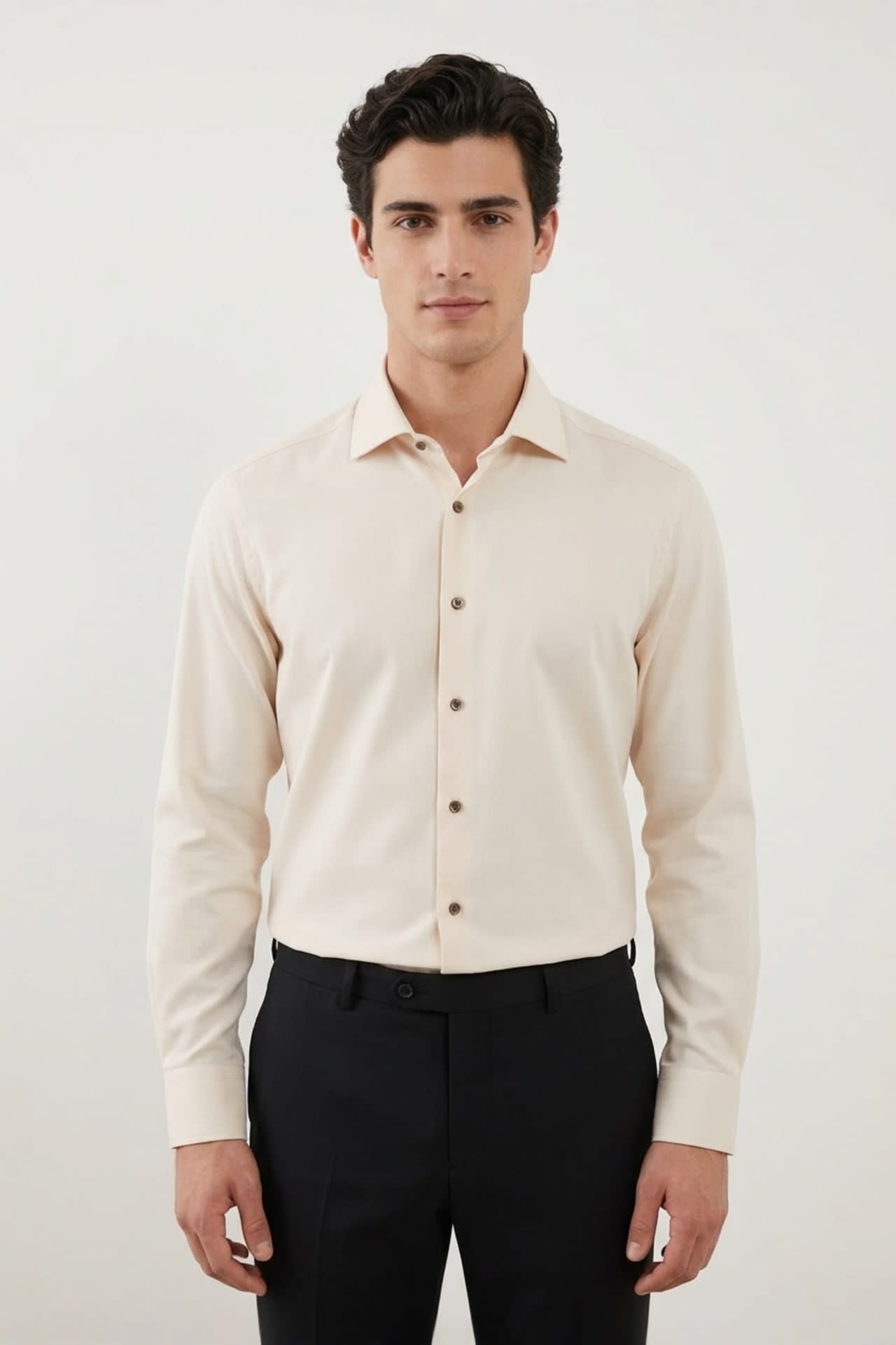 Non-Iron Dry Stretch Texture Stripe Smart Fit Long Sleeve Shirt