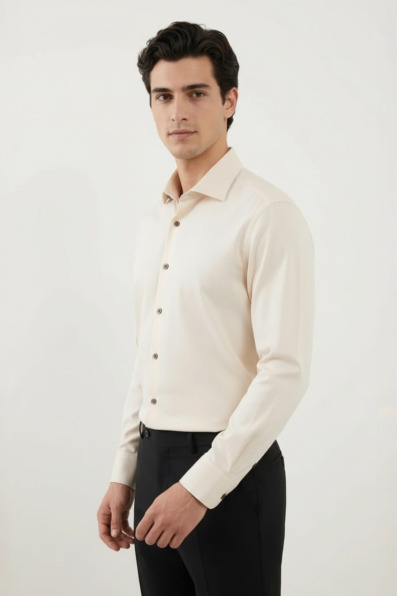 Non-Iron Dry Stretch Texture Stripe Smart Fit Long Sleeve Shirt