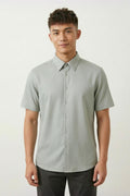 Non-Iron Easy Care Stretch Dot Textured Smart Fit Short Sleeve Shirt