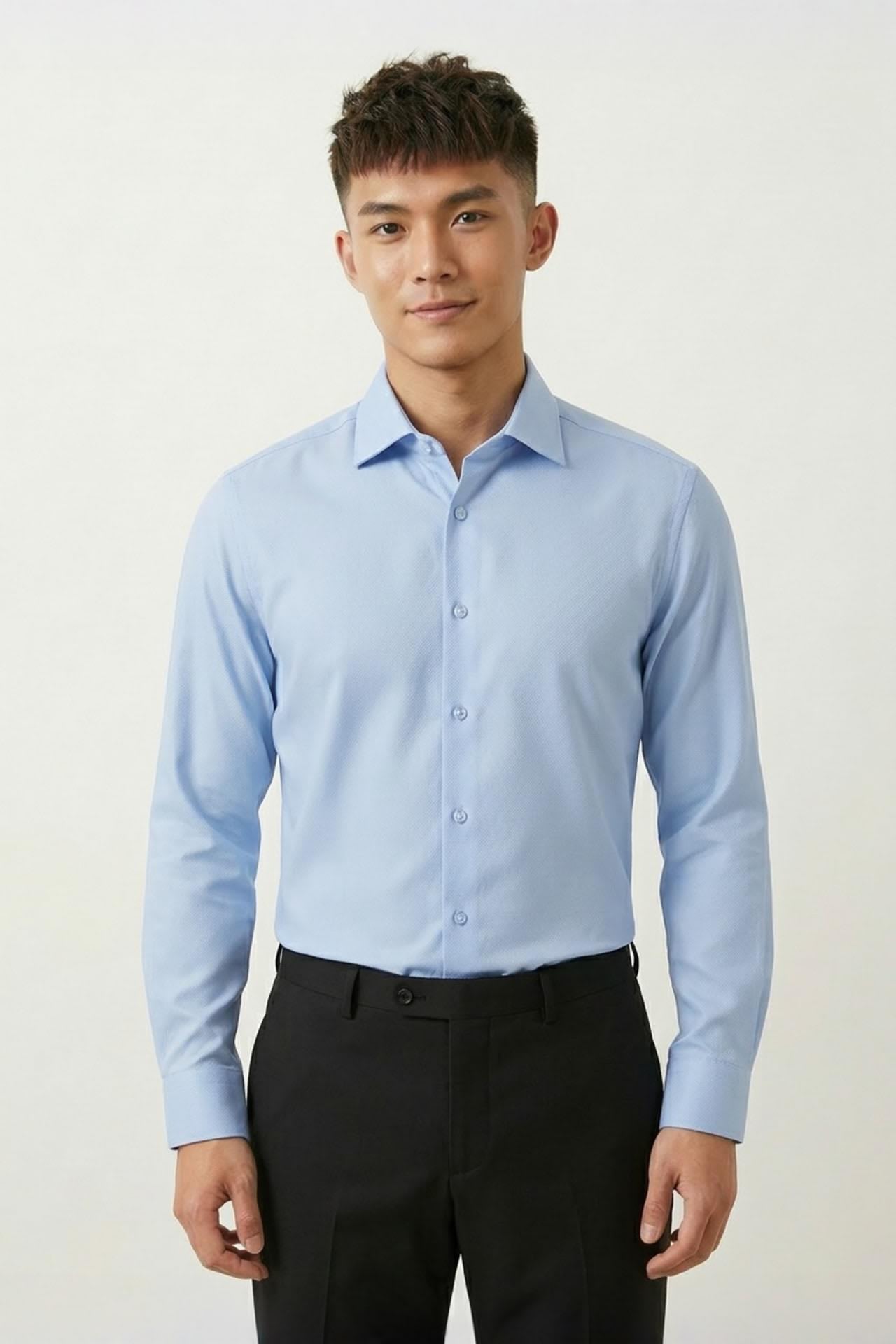 Non-Iron Dry Texture Twill Smart Fit Long Sleeve Shirt