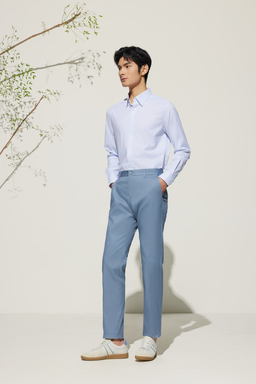 Cotton Blend Extra Slim Fit Twill Casual Pants