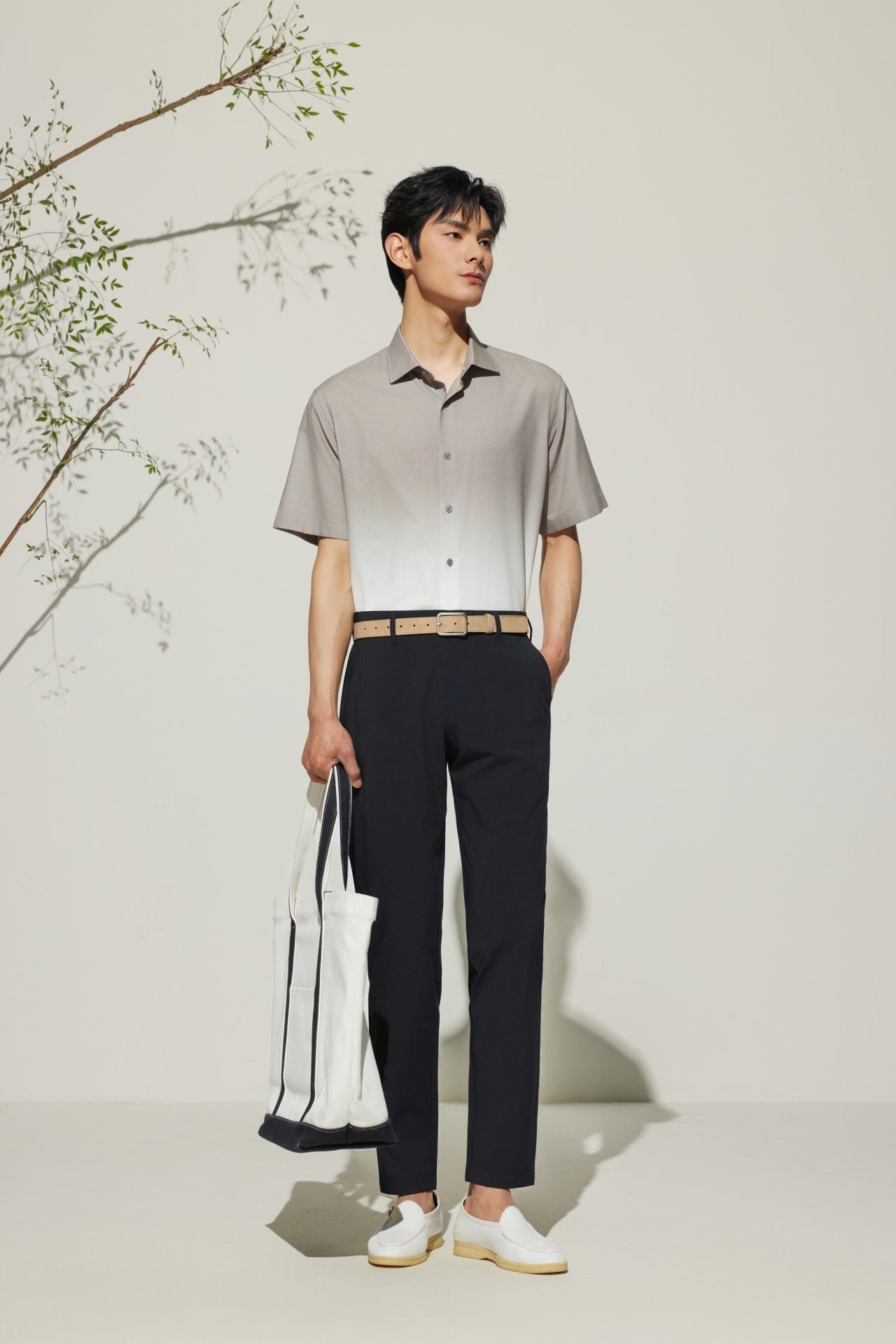 Poly Cupro Slim Tapered Fit Casual Pants