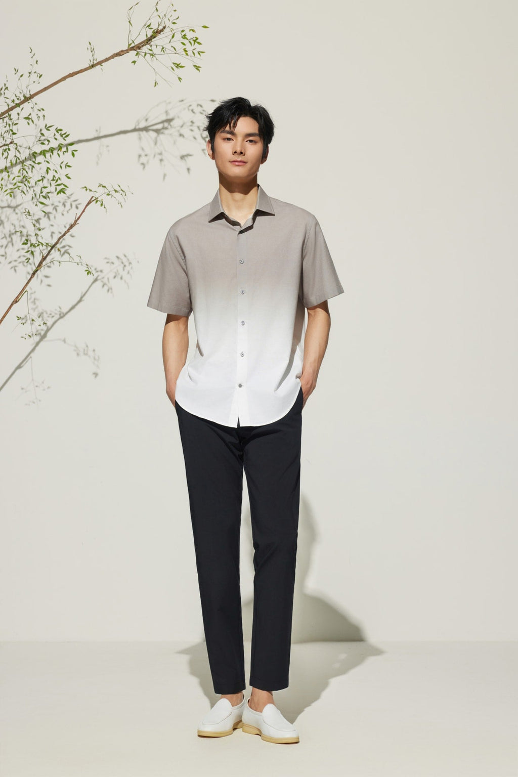 Poly Cupro Slim Tapered Fit Casual Pants