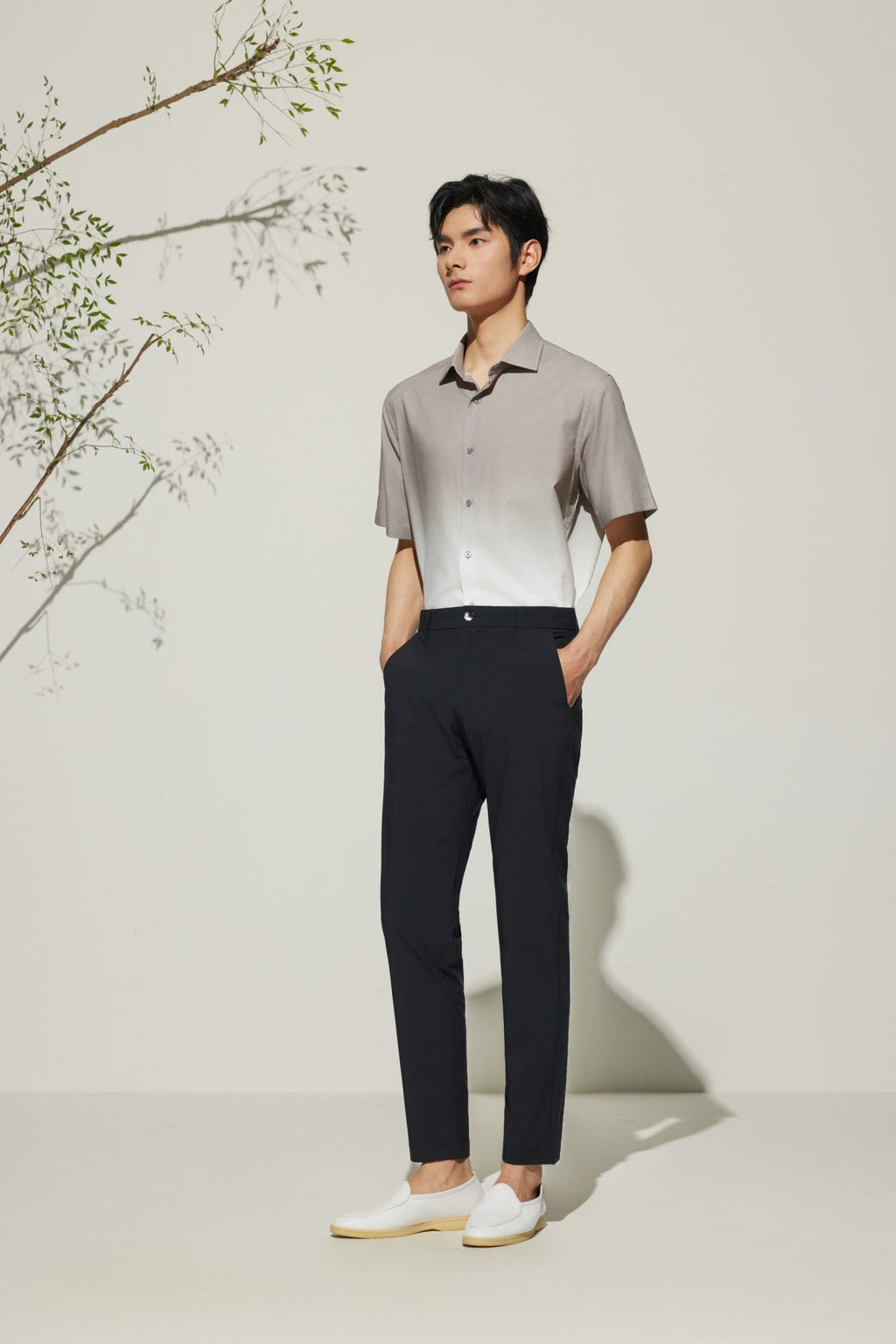 Poly Cupro Slim Tapered Fit Casual Pants