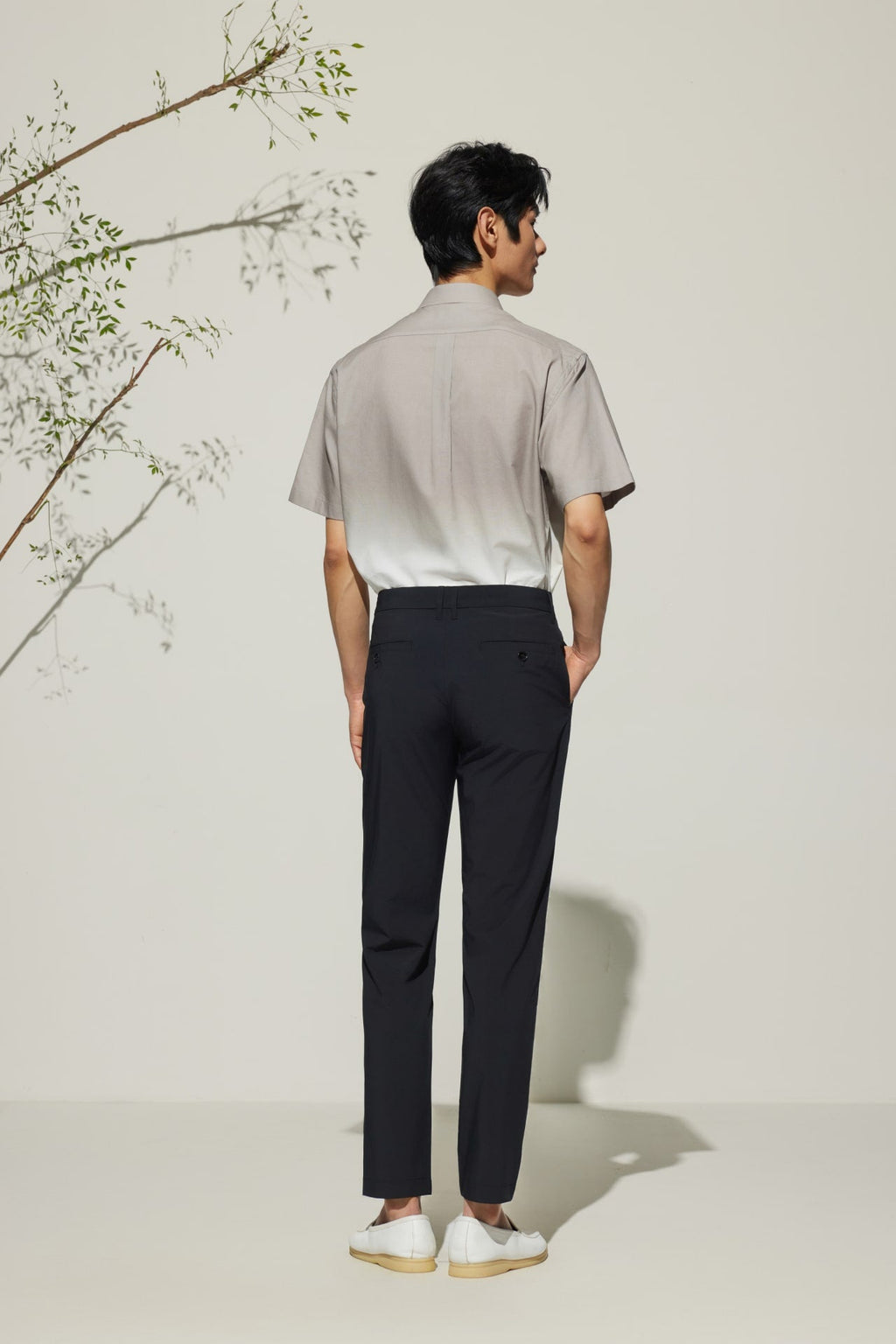 Poly Cupro Slim Tapered Fit Casual Pants