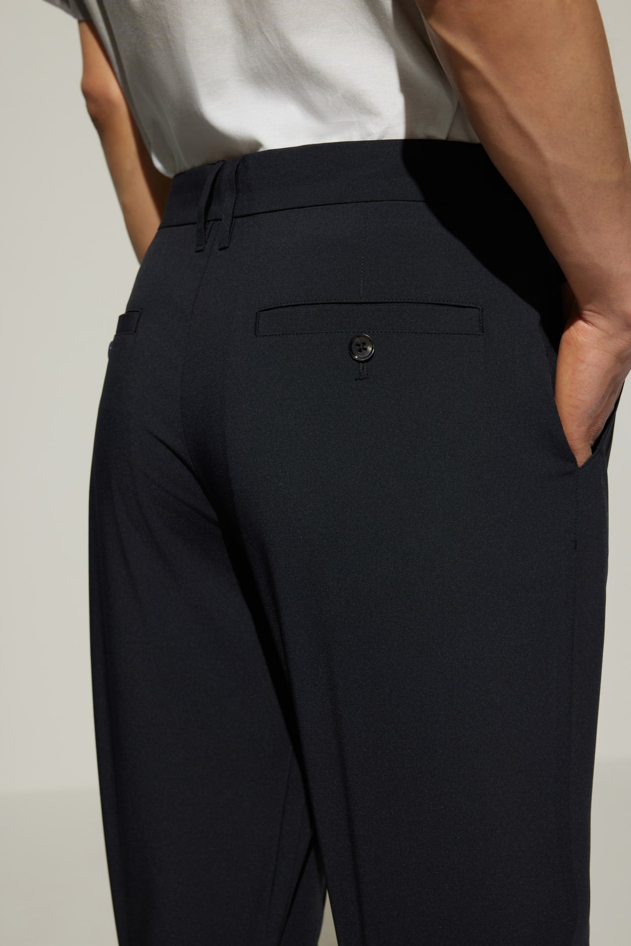 Poly Cupro Slim Tapered Fit Casual Pants