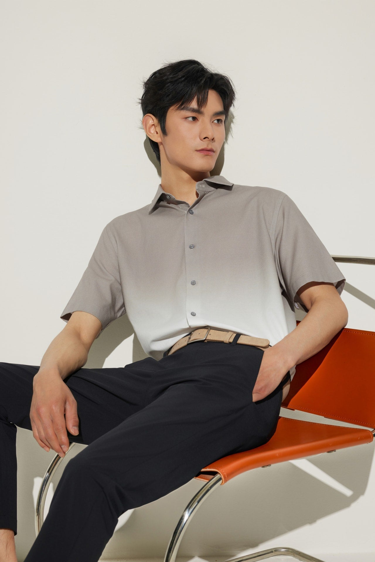 Poly Cupro Slim Tapered Fit Casual Pants