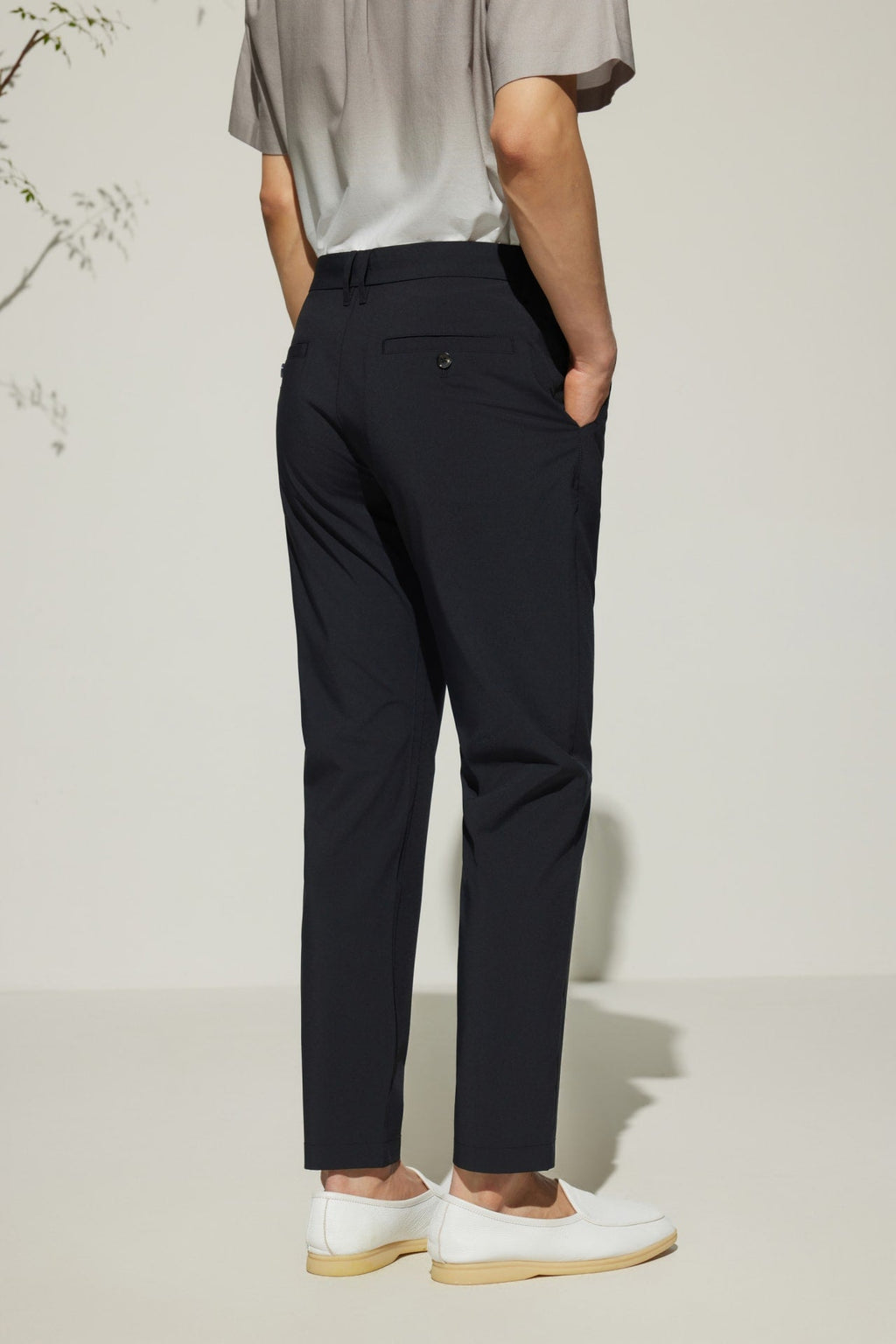 Poly Cupro Slim Tapered Fit Casual Pants