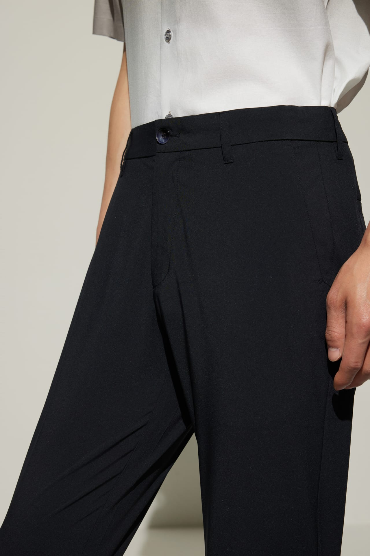 Poly Cupro Slim Tapered Fit Casual Pants