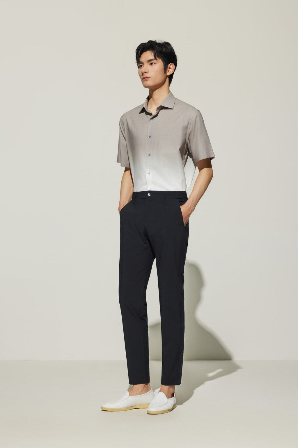 Poly Cupro Slim Tapered Fit Casual Pants