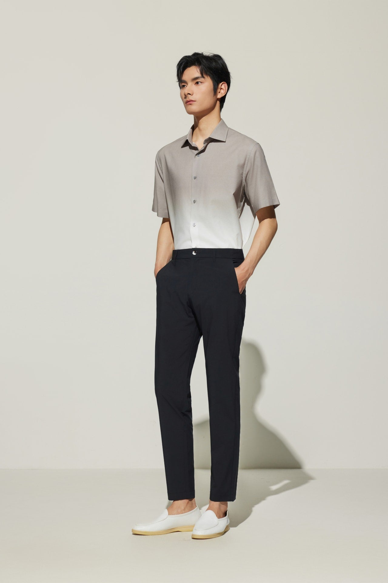 Poly Cupro Slim Tapered Fit Casual Pants