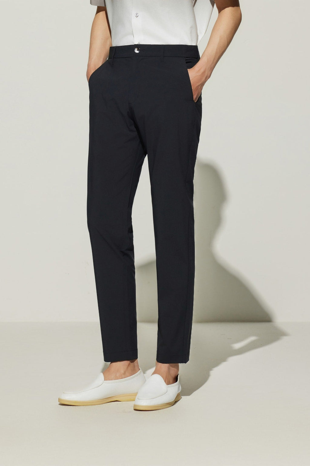 Poly Cupro Slim Tapered Fit Casual Pants