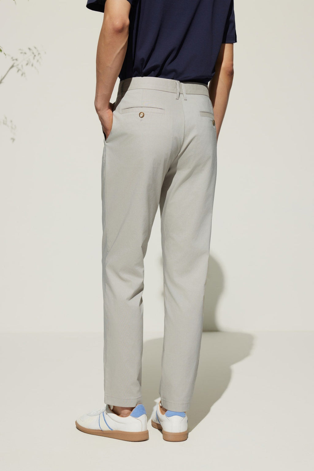 Cotton Blend Slim Tapered Fit Dobby Casual Pants