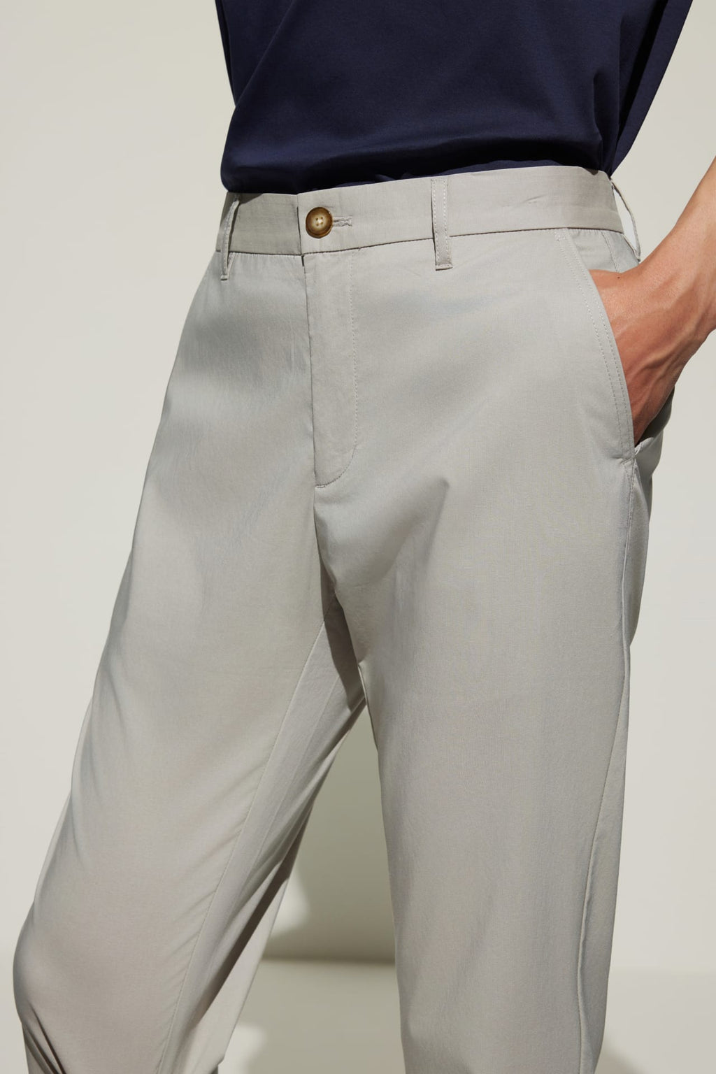 Cotton Blend Slim Tapered Fit Dobby Casual Pants