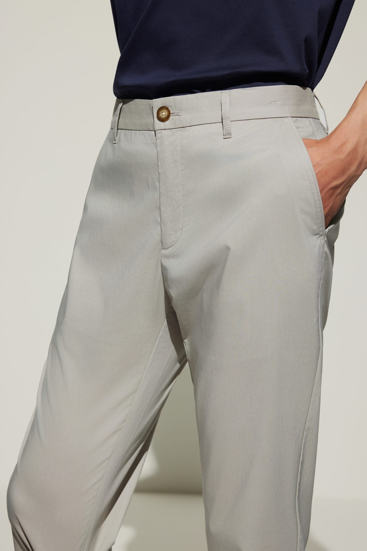 Cotton Blend Slim Tapered Fit Dobby Casual Pants