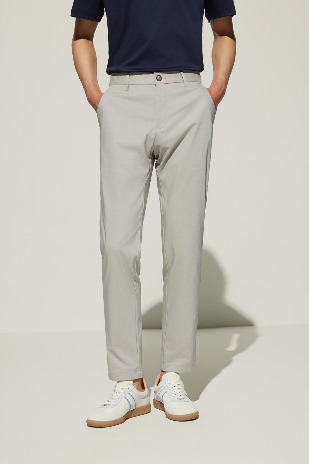 Cotton Blend Slim Tapered Fit Dobby Casual Pants