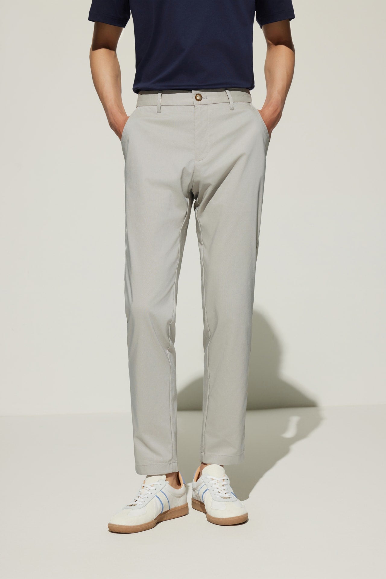 Cotton Blend Slim Tapered Fit Dobby Casual Pants