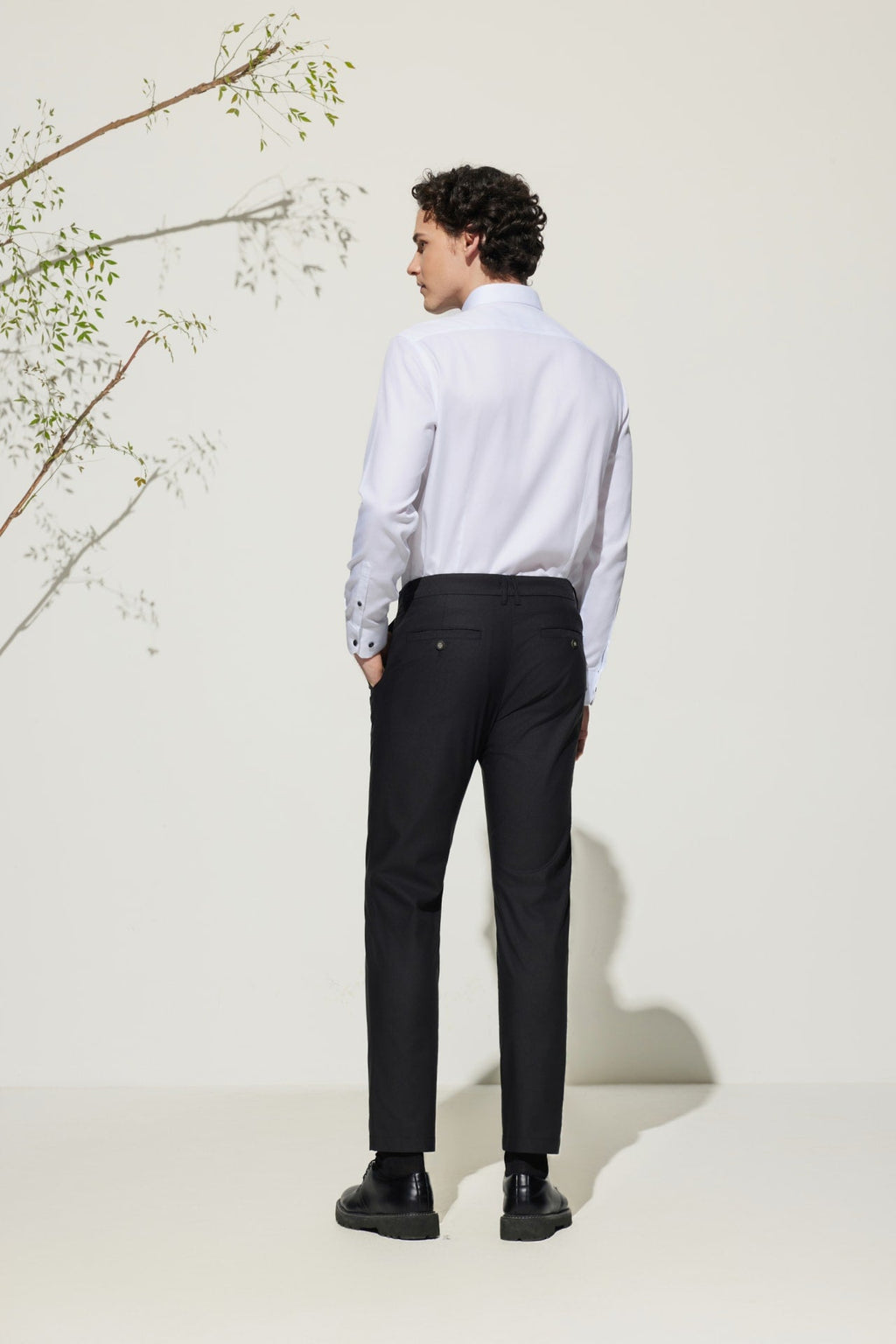 Cotton Blend Slim Tapered Fit Dobby Casual Pants