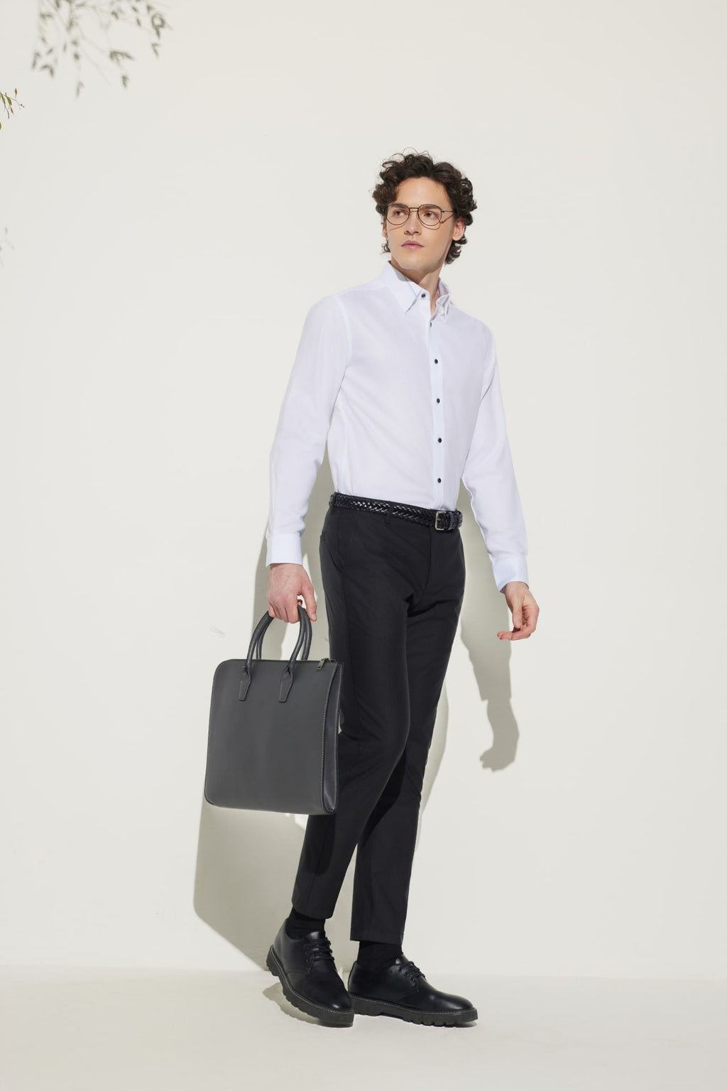 Cotton Blend Slim Tapered Fit Dobby Casual Pants