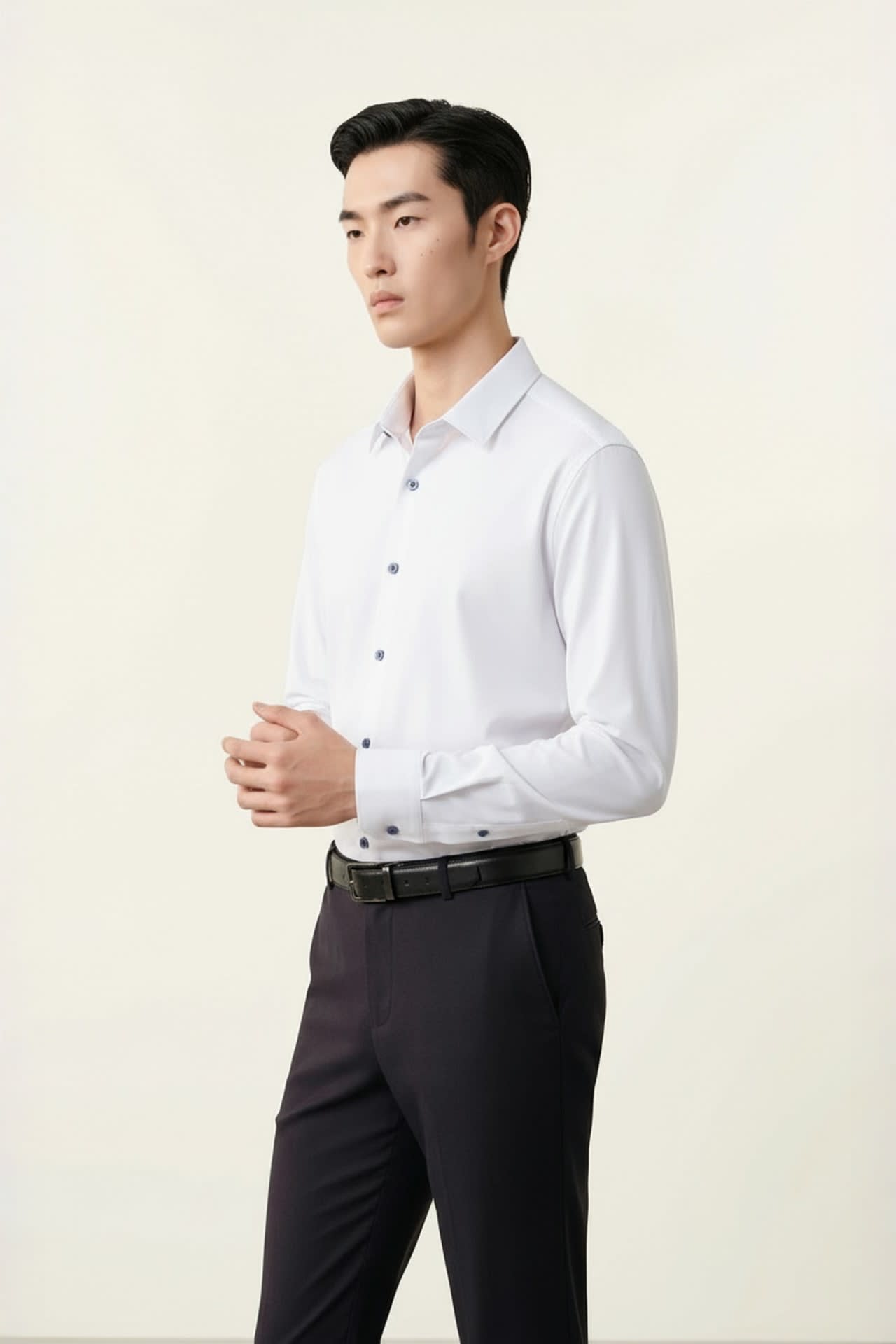 Non-Iron Dry Multi-Way Stretch Poplin Slim Fit Long Sleeve Shirt