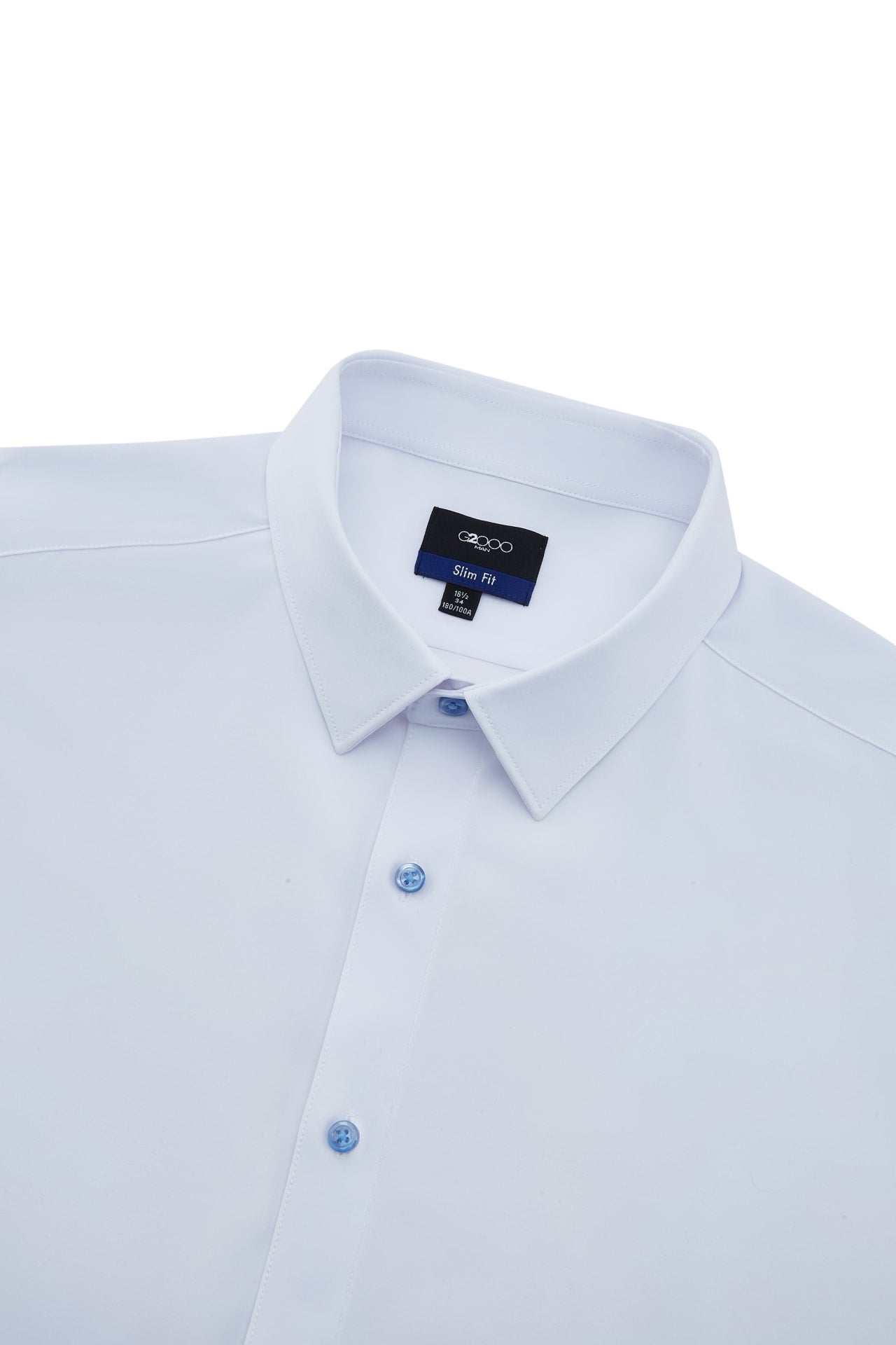 Non-Iron Dry Multi-Way Stretch Poplin Slim Fit Long Sleeve Shirt