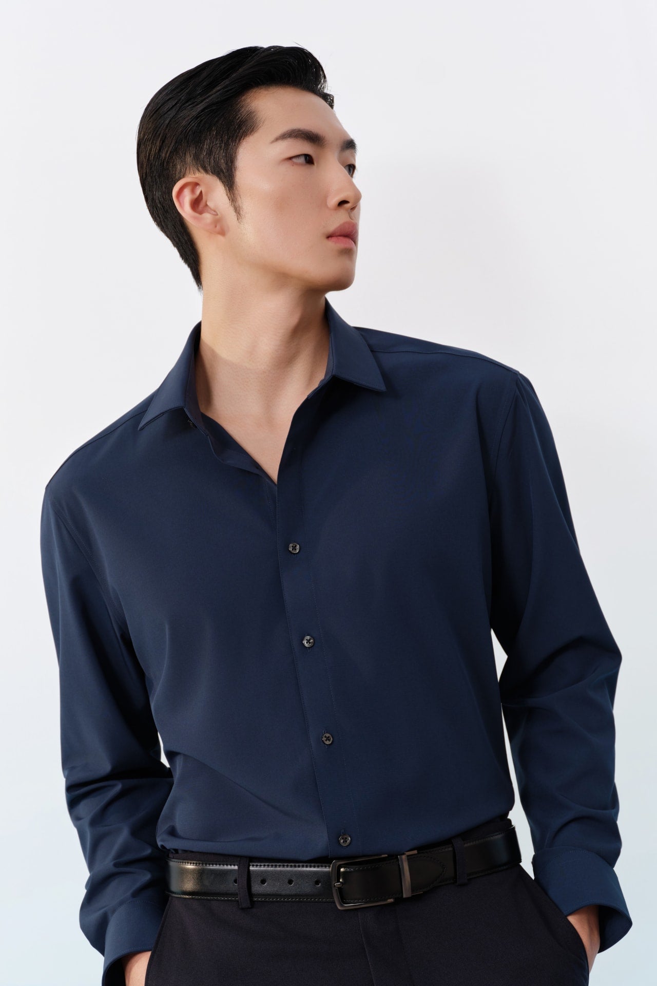 Non-Iron Dry Multi-Way Stretch Poplin Slim Fit Long Sleeve Shirt