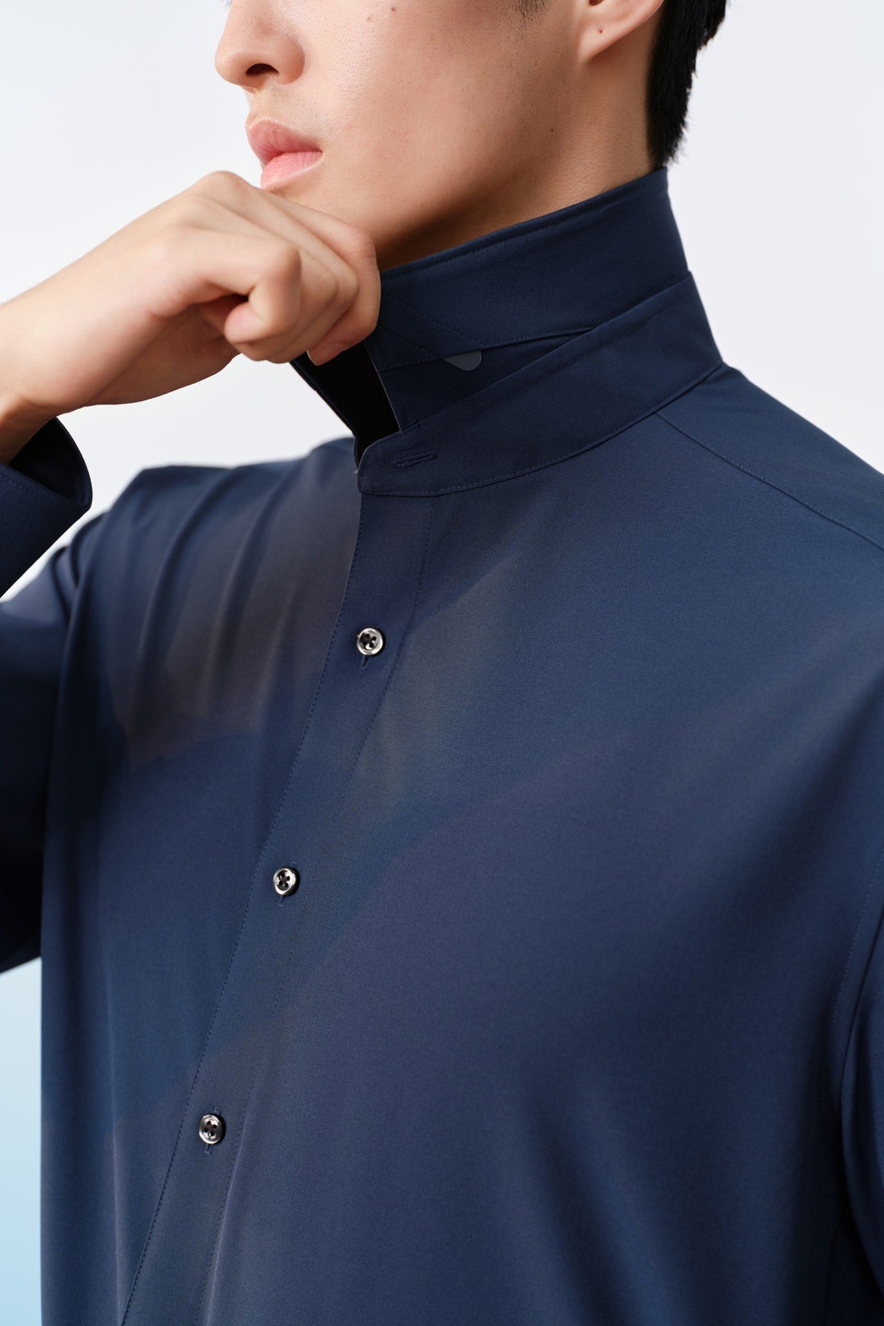 Non-Iron Dry Multi-Way Stretch Poplin Slim Fit Long Sleeve Shirt