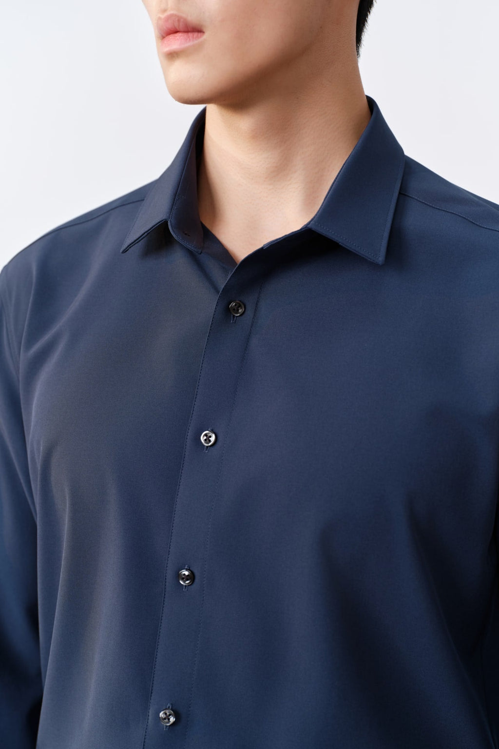 Non-Iron Dry Multi-Way Stretch Poplin Slim Fit Long Sleeve Shirt