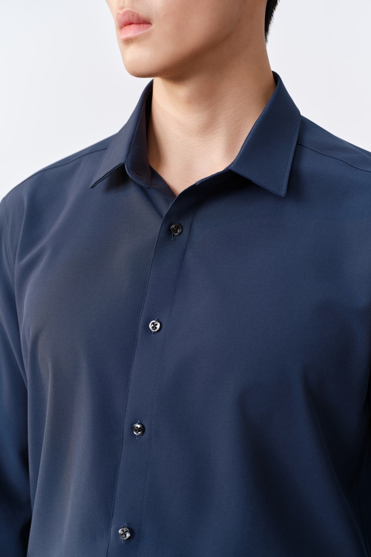 Non-Iron Dry Multi-Way Stretch Poplin Slim Fit Long Sleeve Shirt