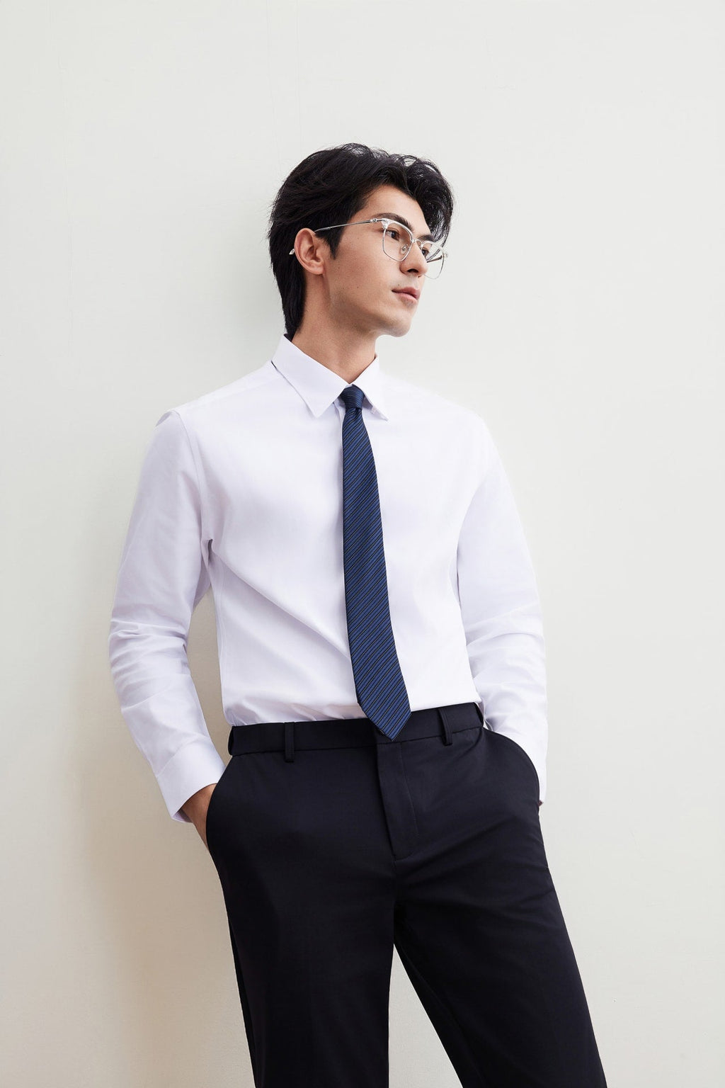 Easy Care Opaque Anti UV Fine Twill Smart Fit Long Sleeve Shirt