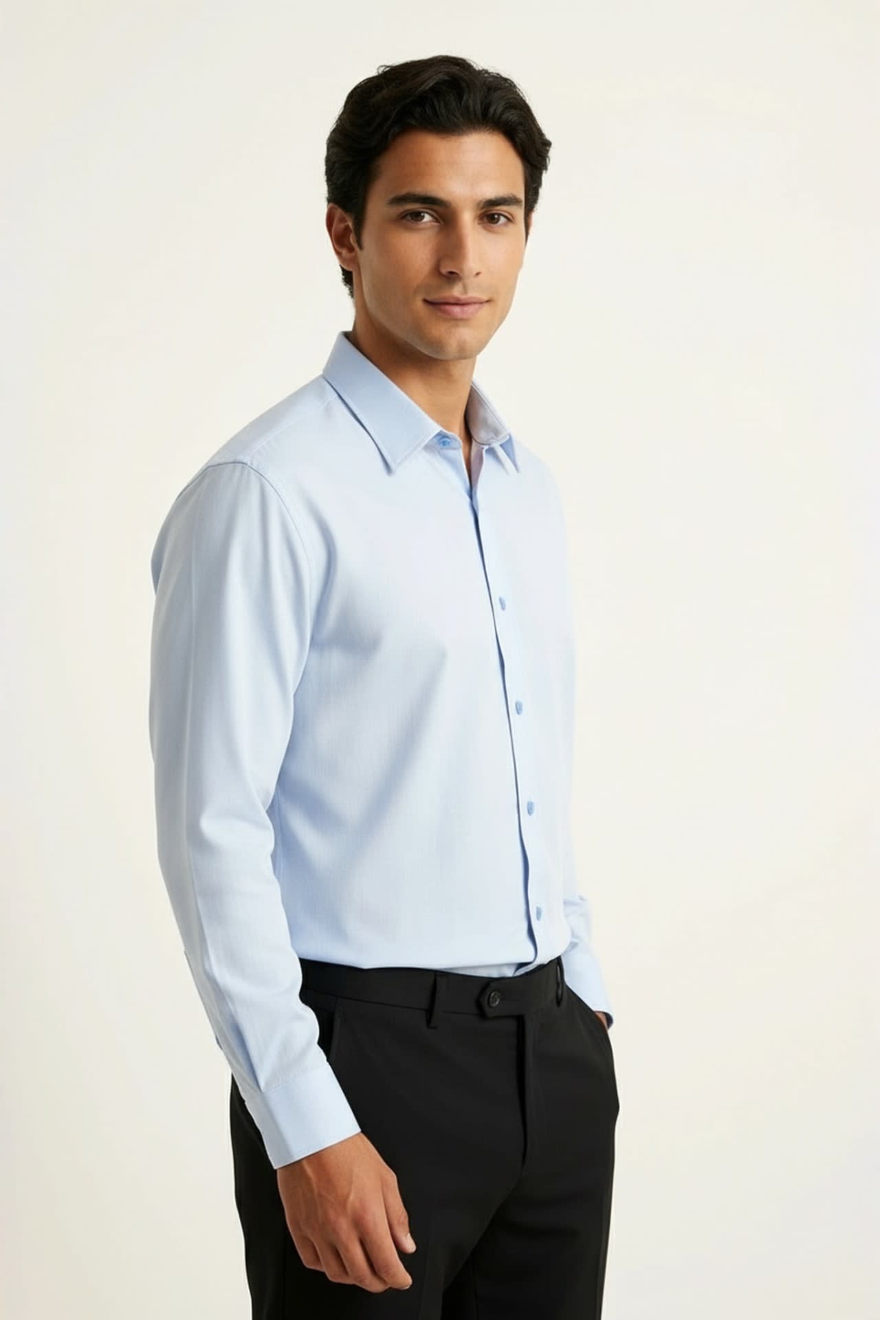Easy Care Opaque Anti UV Fine Twill Smart Fit Long Sleeve Shirt