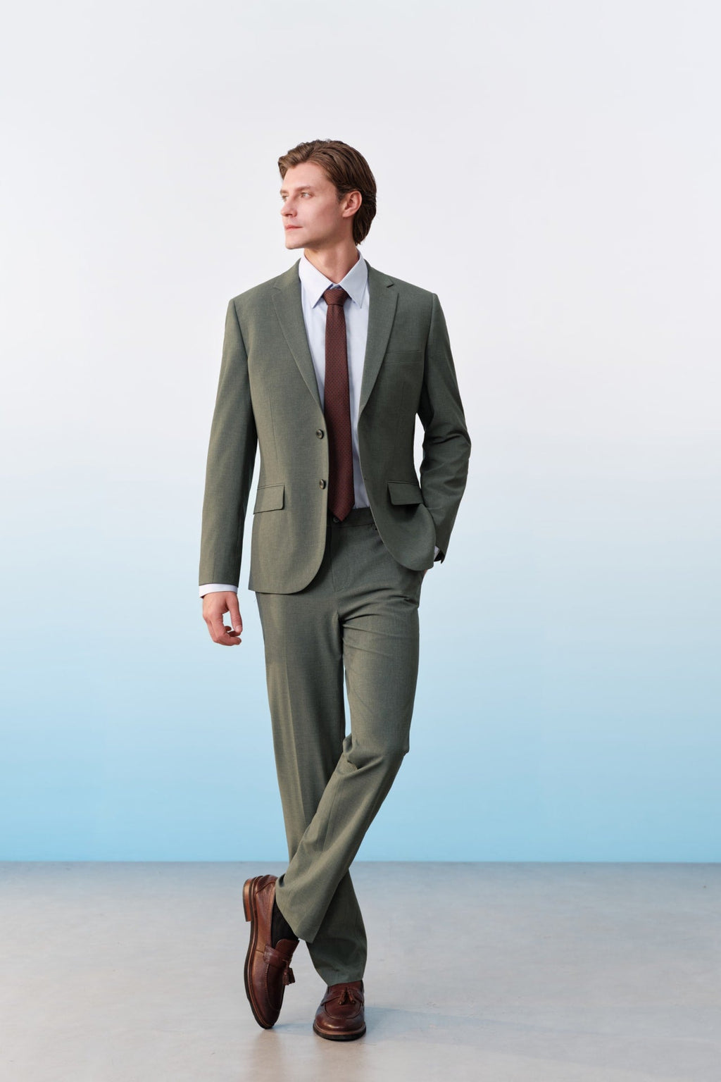 Easy Care Opaque Anti UV Fine Twill Smart Fit Long Sleeve Shirt