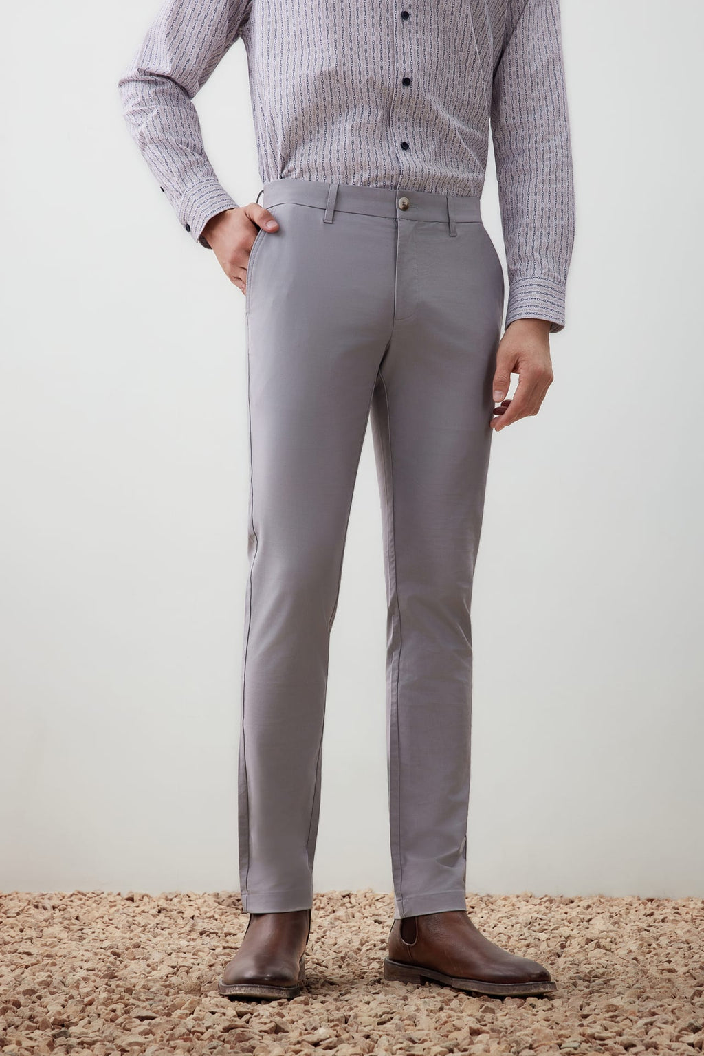 Breezy Comfort Cotton Blend Slim Tapered Fit Twill Casual Pants