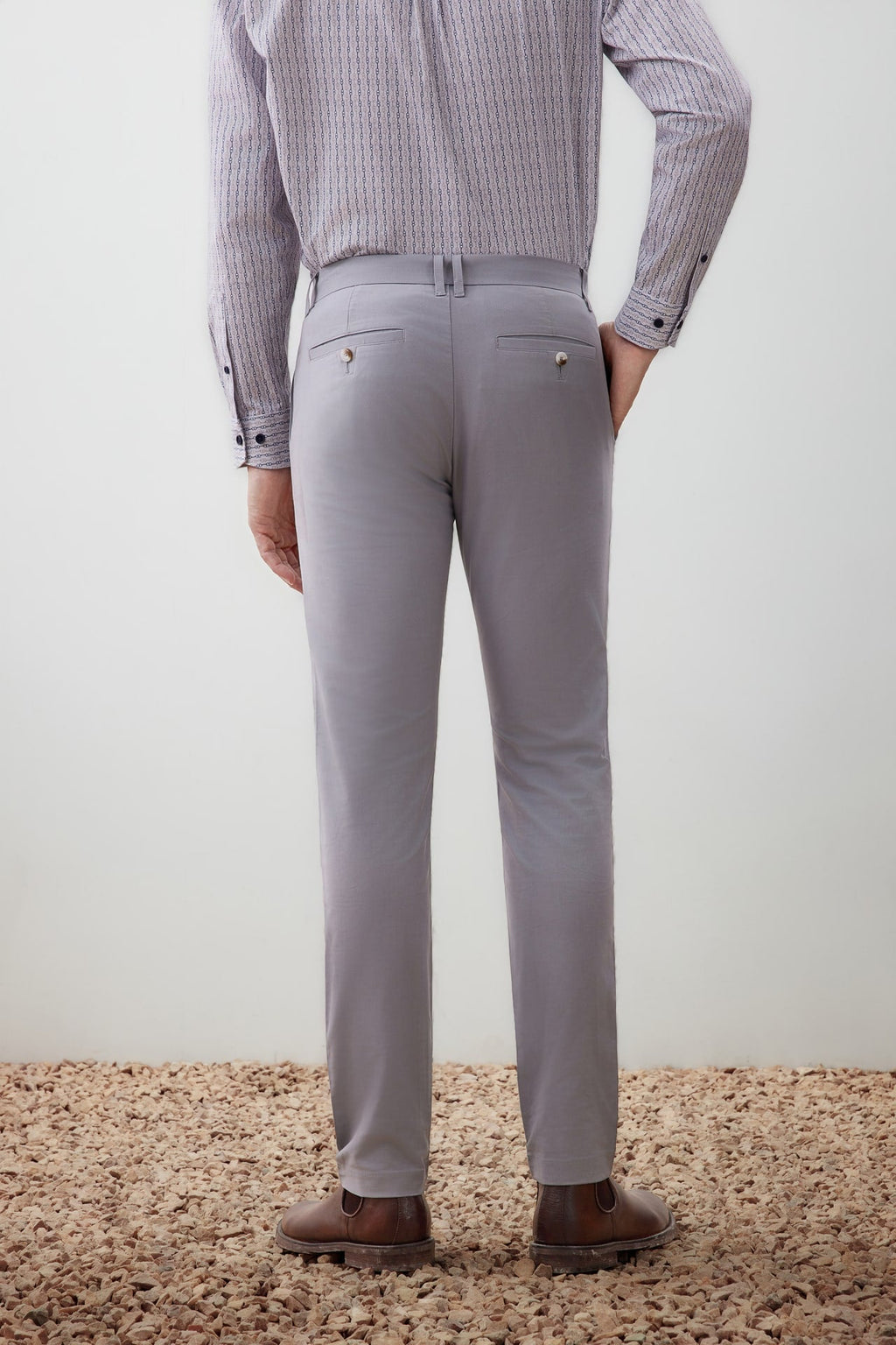 Breezy Comfort Cotton Blend Slim Tapered Fit Twill Casual Pants