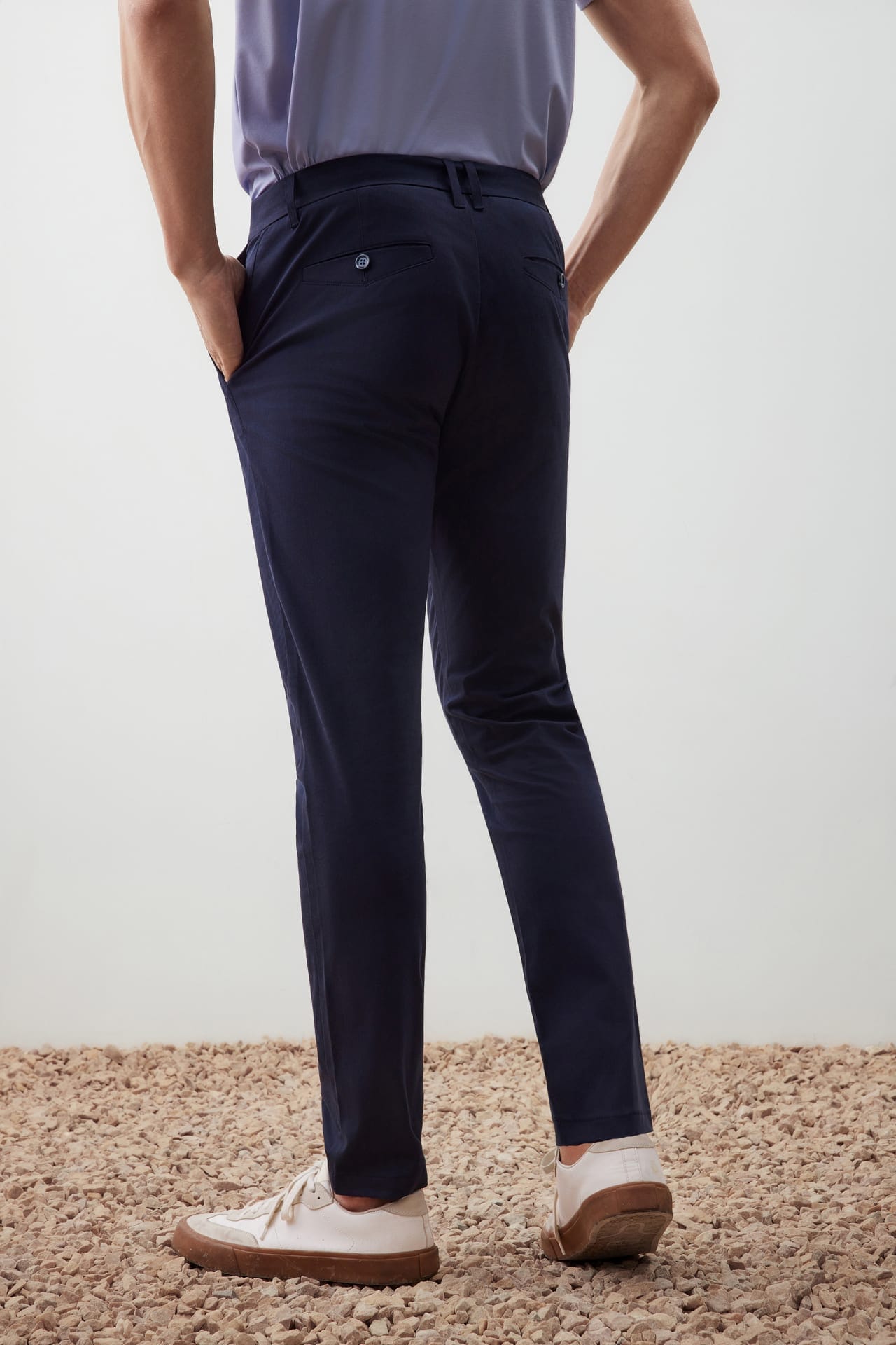 Warm Weave Cotton Blend Wide Fit Sueded Twill Casual Pants