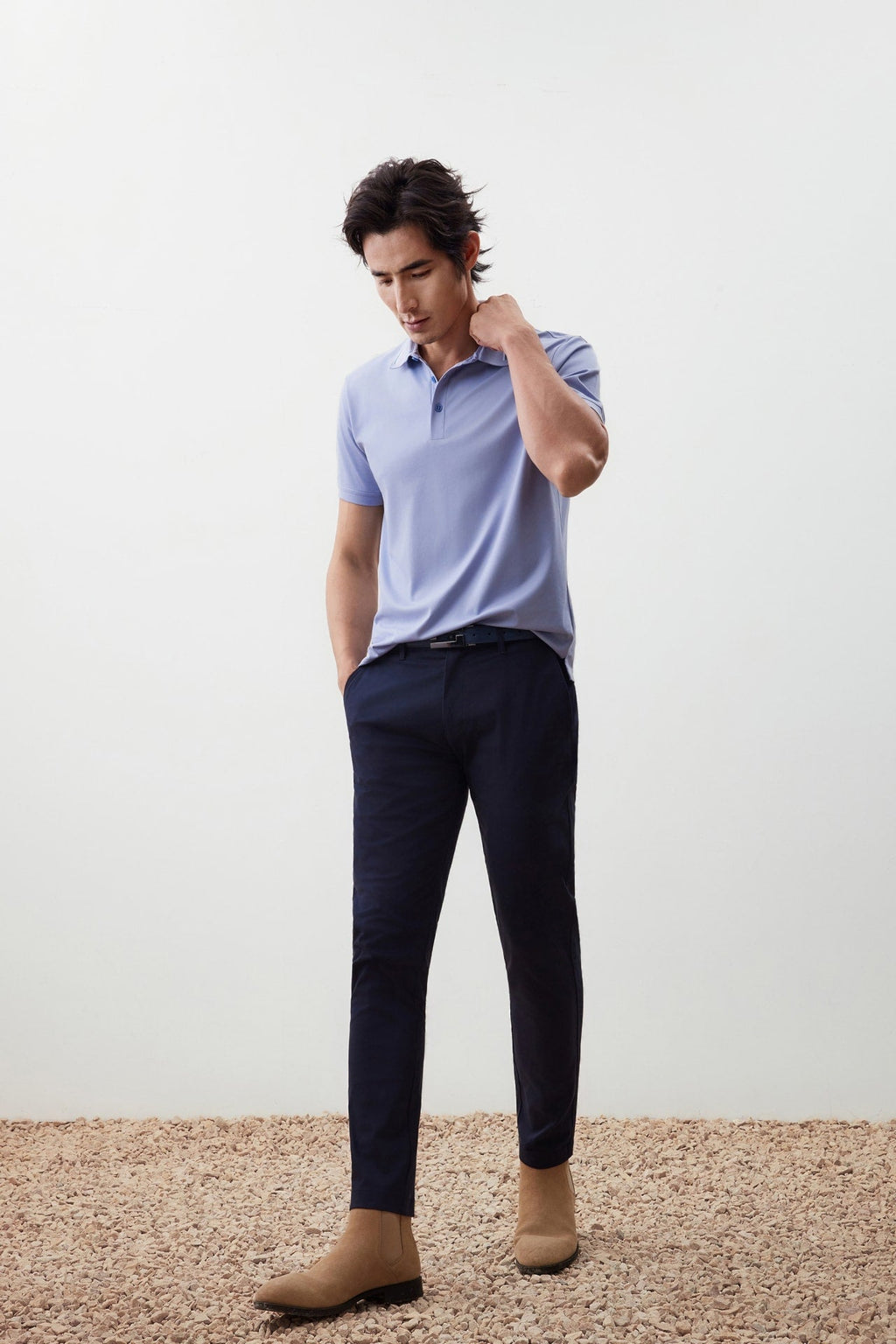 Warm Weave Cotton Blend Wide Fit Sueded Twill Casual Pants