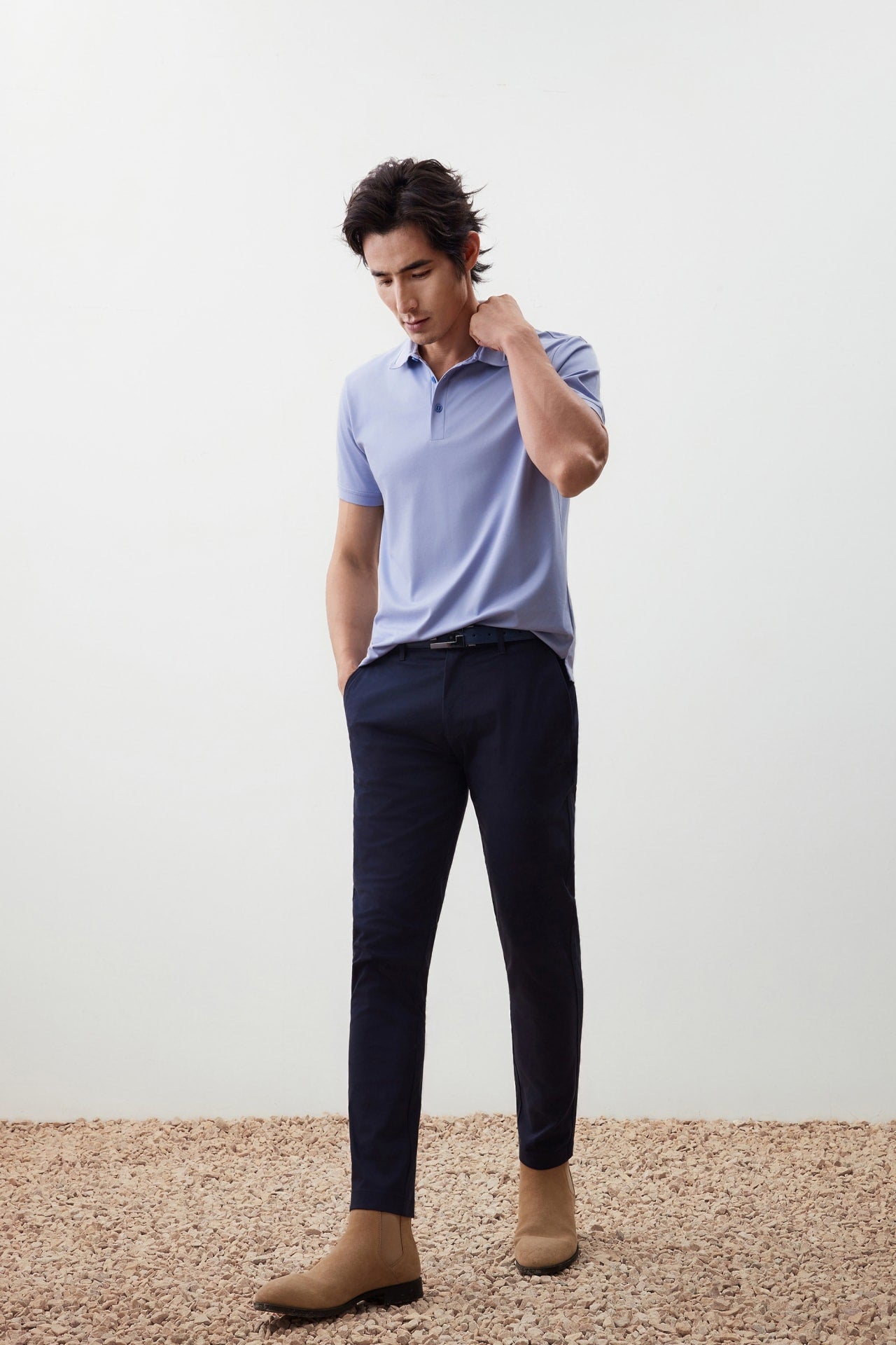 Warm Weave Cotton Blend Wide Fit Sueded Twill Casual Pants