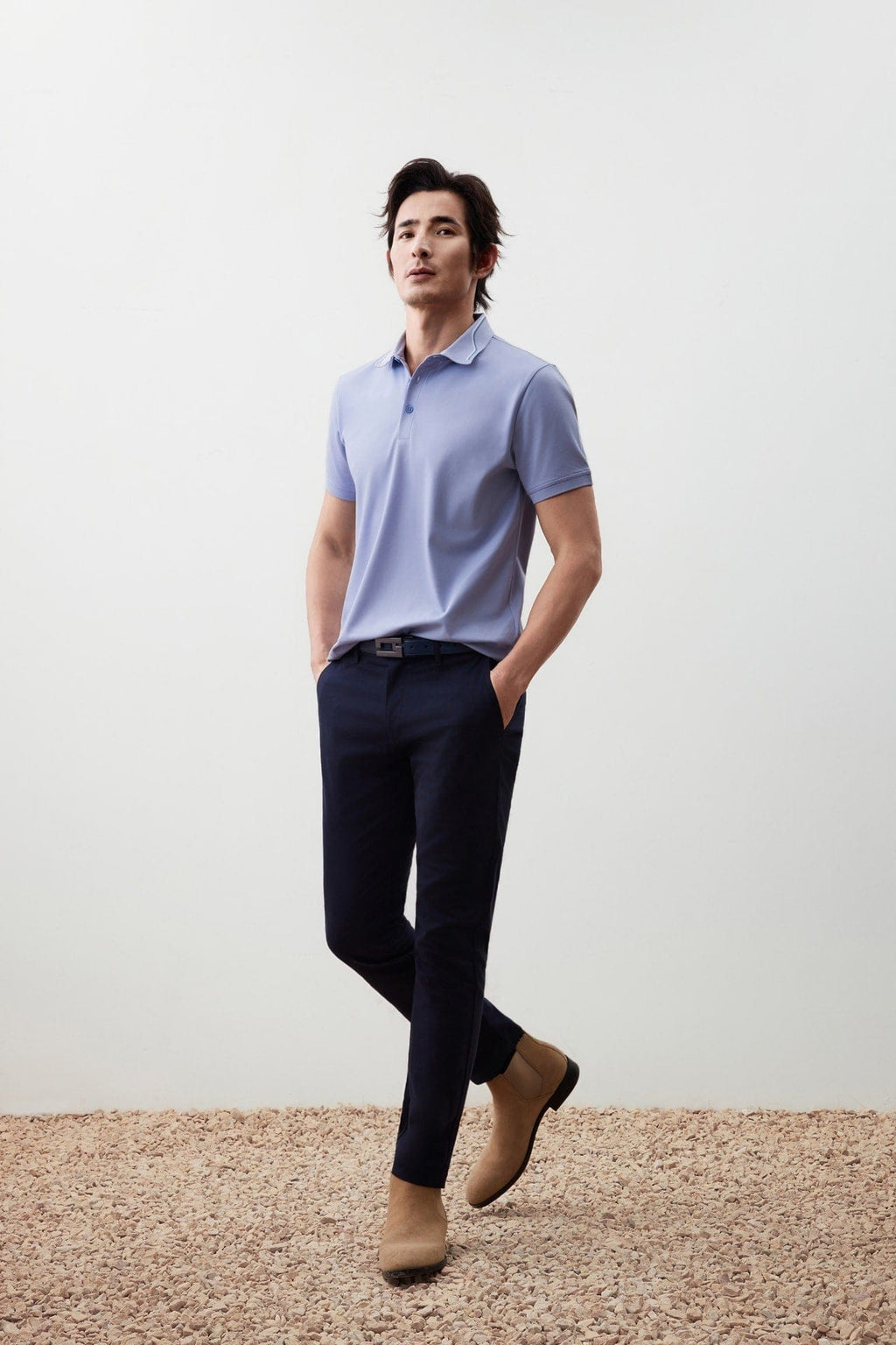 Warm Weave Cotton Blend Wide Fit Sueded Twill Casual Pants