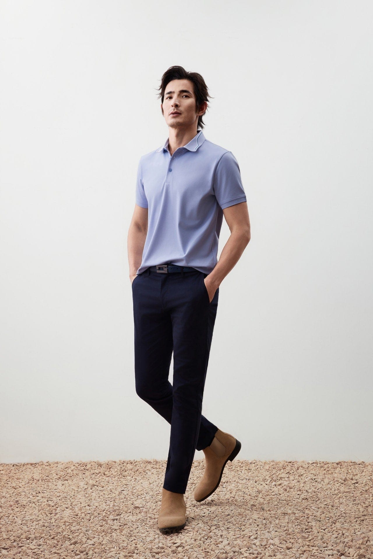 Warm Weave Cotton Blend Wide Fit Sueded Twill Casual Pants
