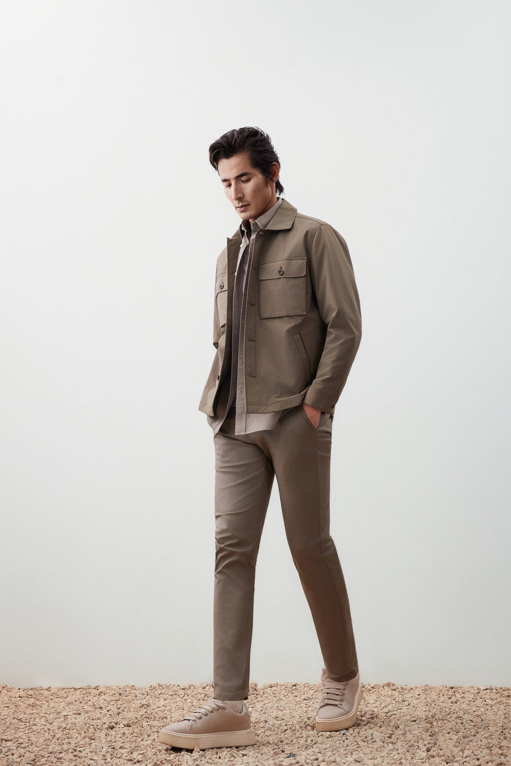 Cotton Blend Extra Slim Fit Twill Casual Pants