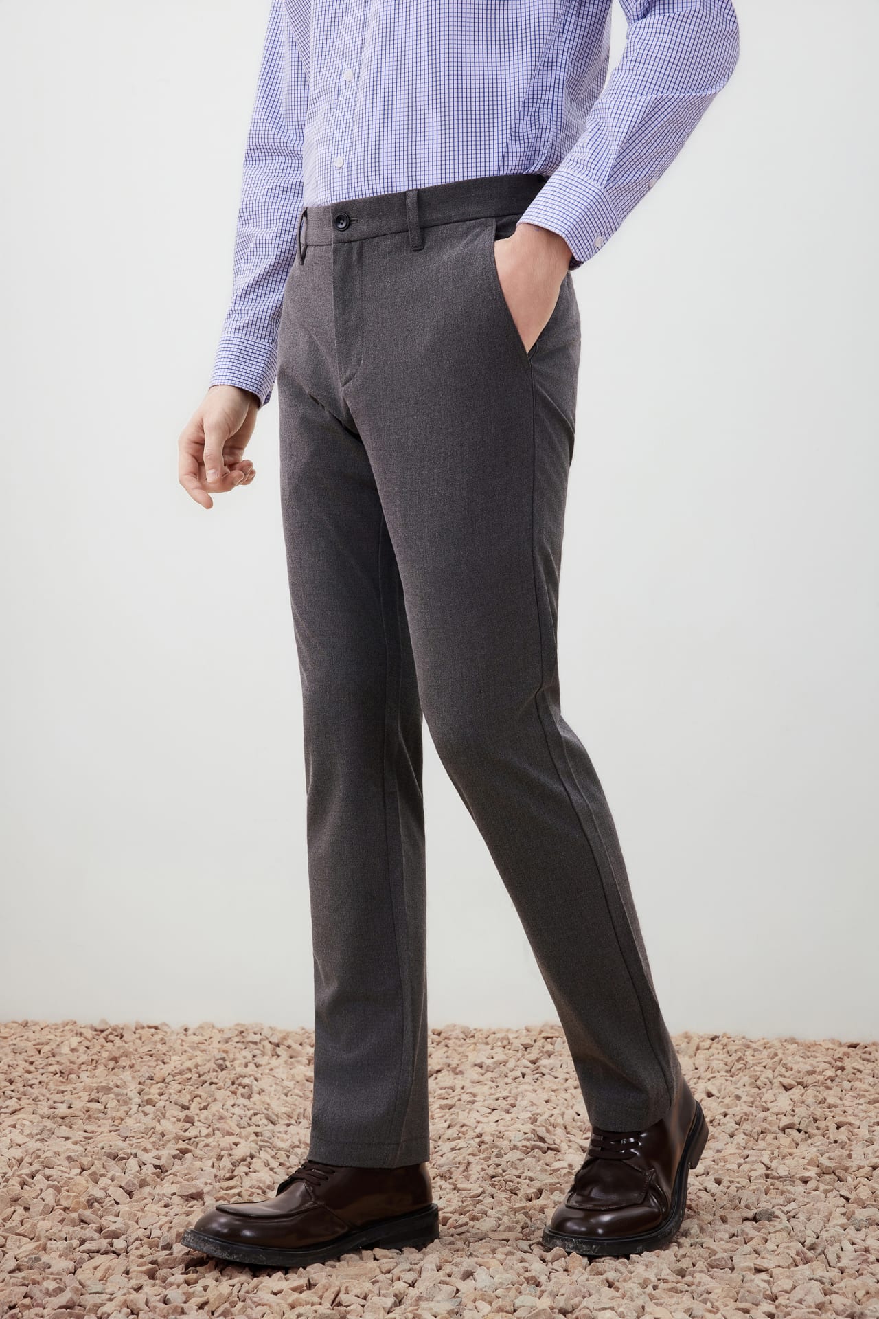 Brushed Hand-Feel Slim Tapered Fit Casual Pants