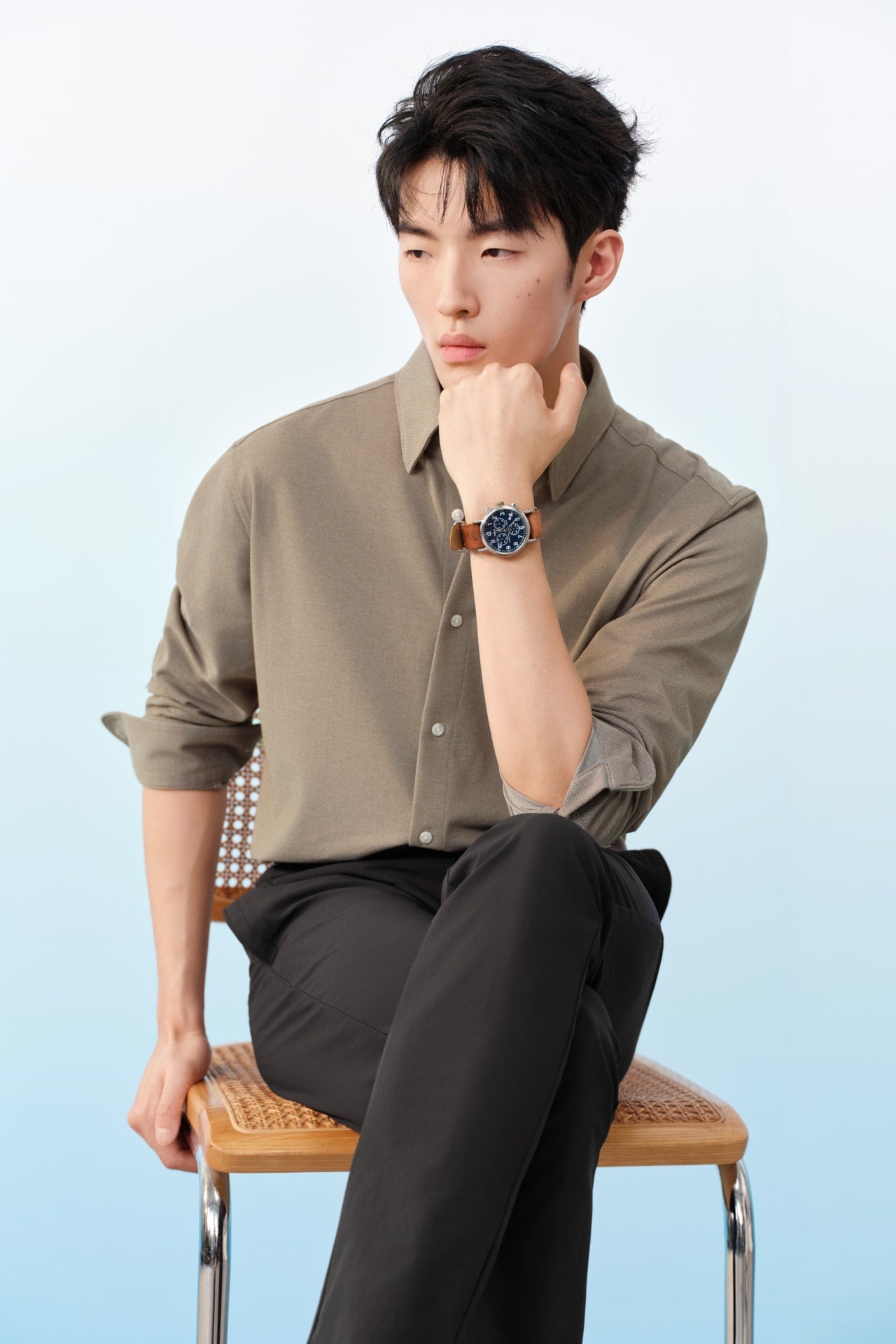 Easy Iron Cotton Knit Smart Fit Long Sleeve Shirt