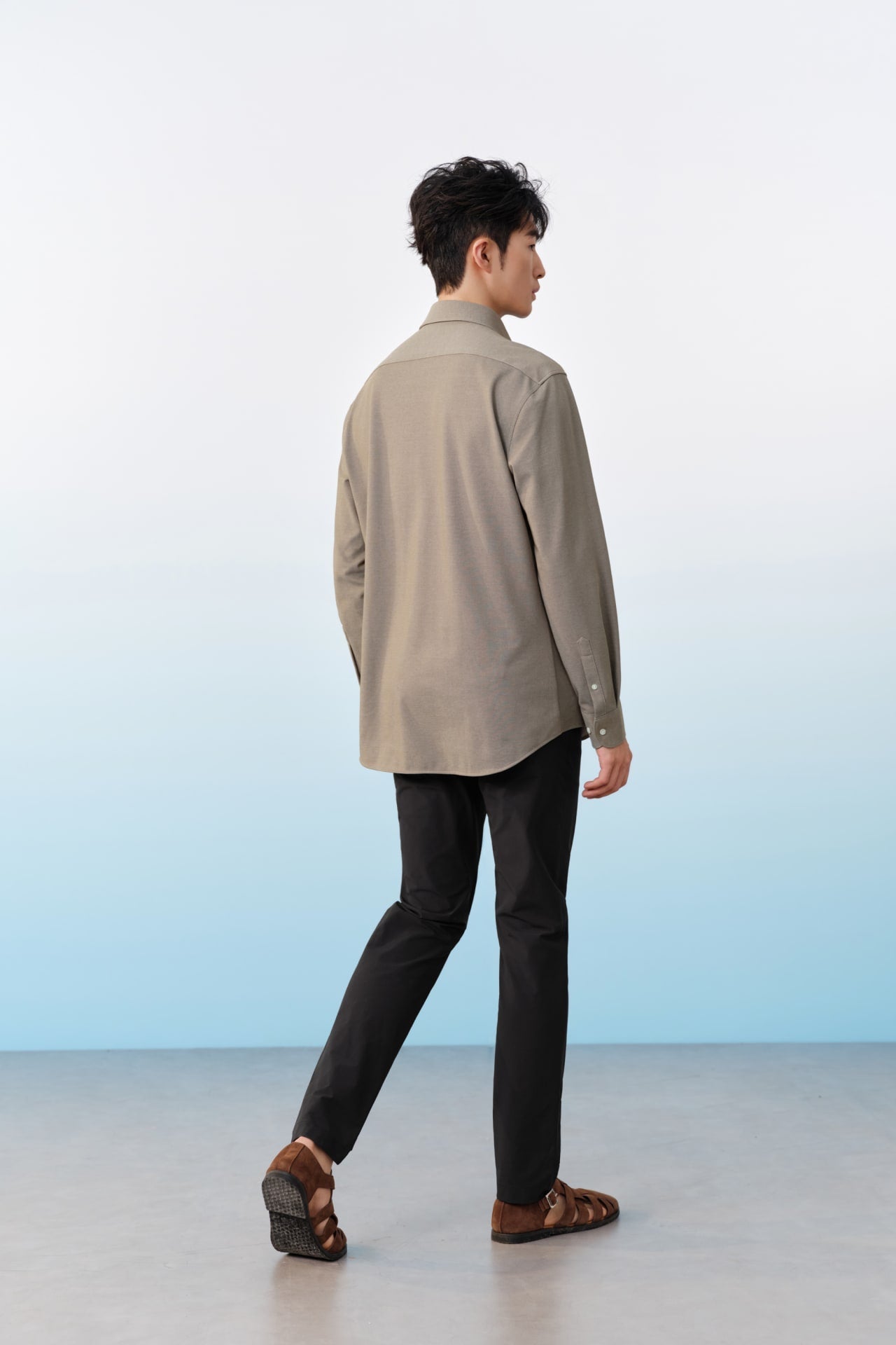 Easy Iron Cotton Knit Smart Fit Long Sleeve Shirt