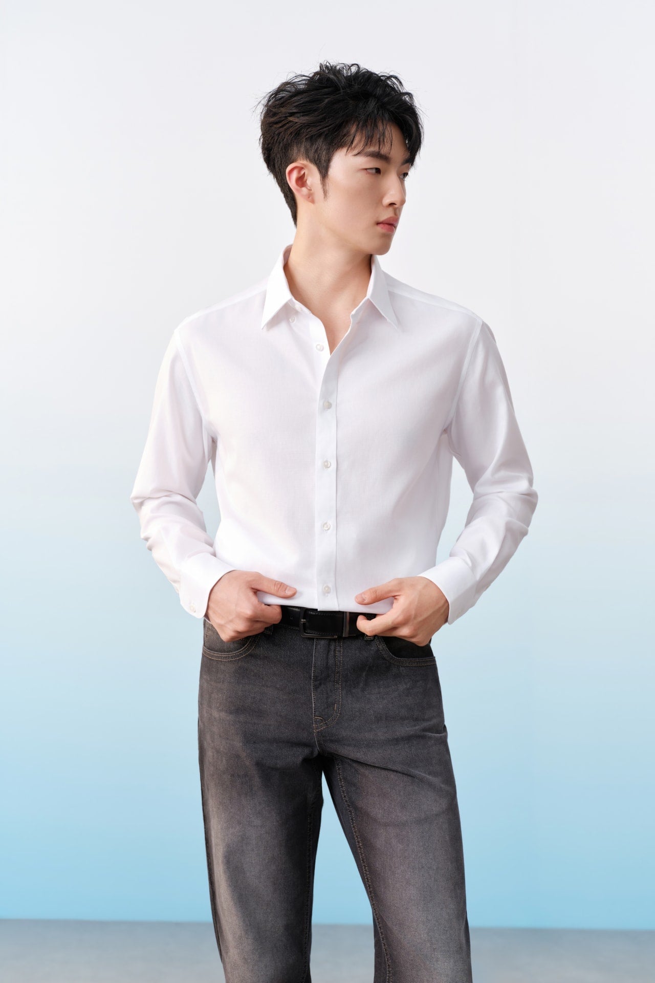 Non-Iron Cotton Dobby Textured Regular Fit Long Sleeve Shirt