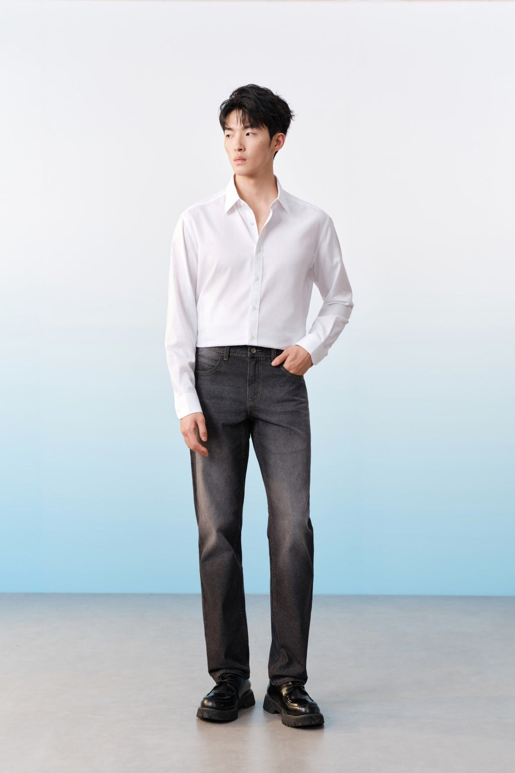 Non-Iron Cotton Dobby Textured Regular Fit Long Sleeve Shirt