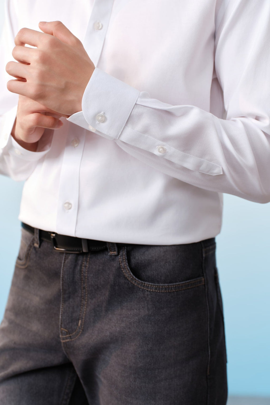 Non-Iron Cotton Dobby Textured Regular Fit Long Sleeve Shirt