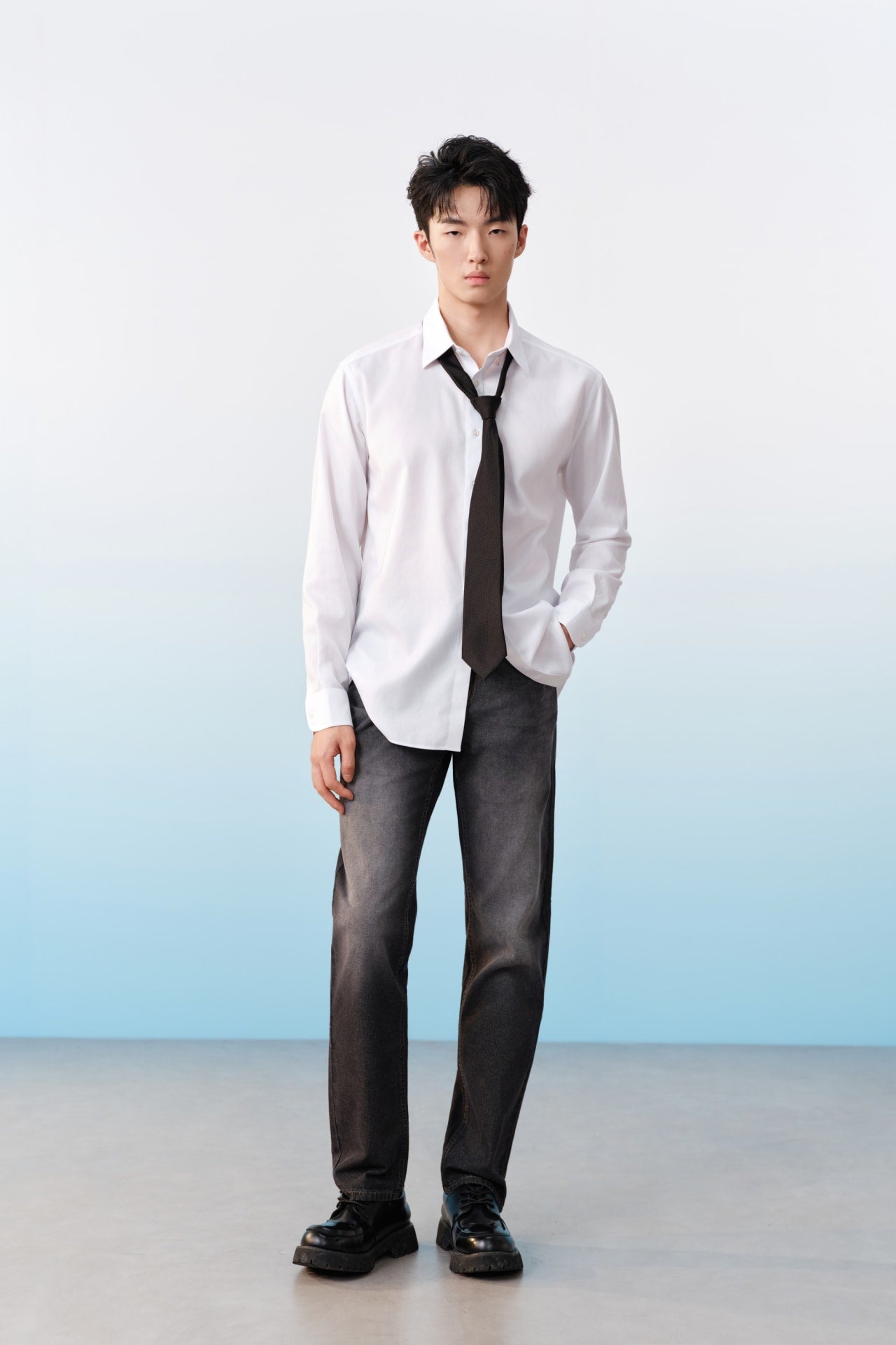 Non-Iron Cotton Dobby Textured Regular Fit Long Sleeve Shirt